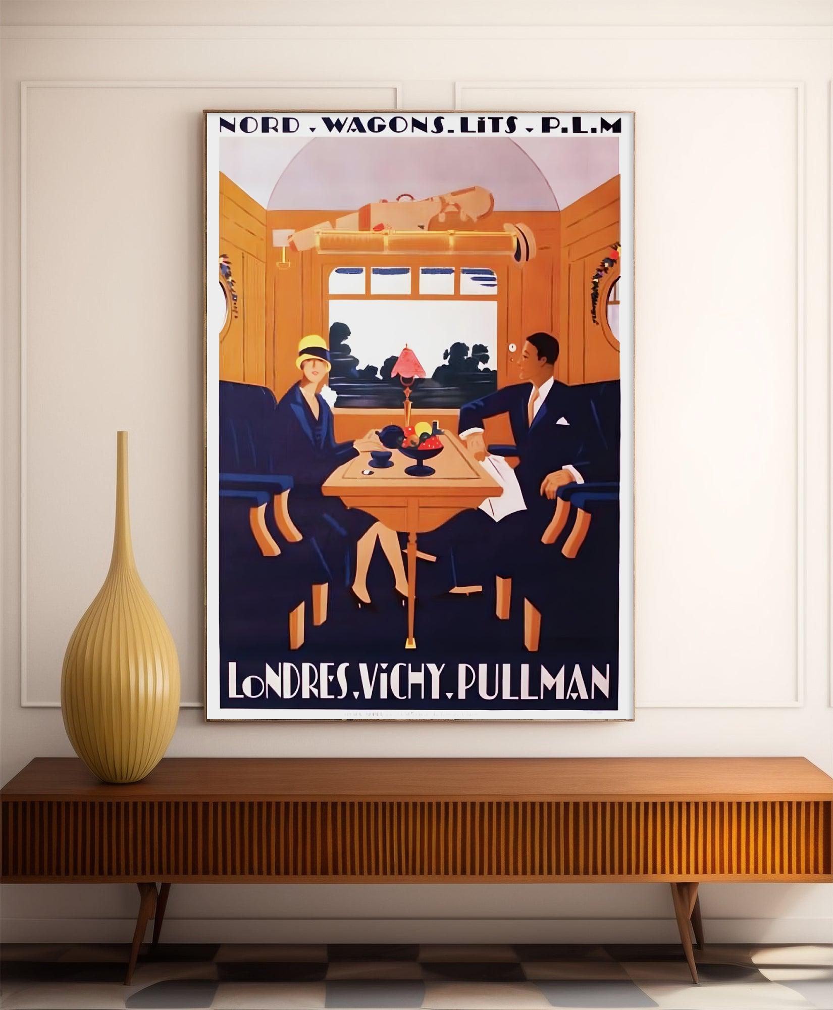 Affiche "Londres - Vichy - Pullman" vintage - Jean-Raoul Naurac - Haute Définition - papier mat 230gr/m2 - Poster Vintage