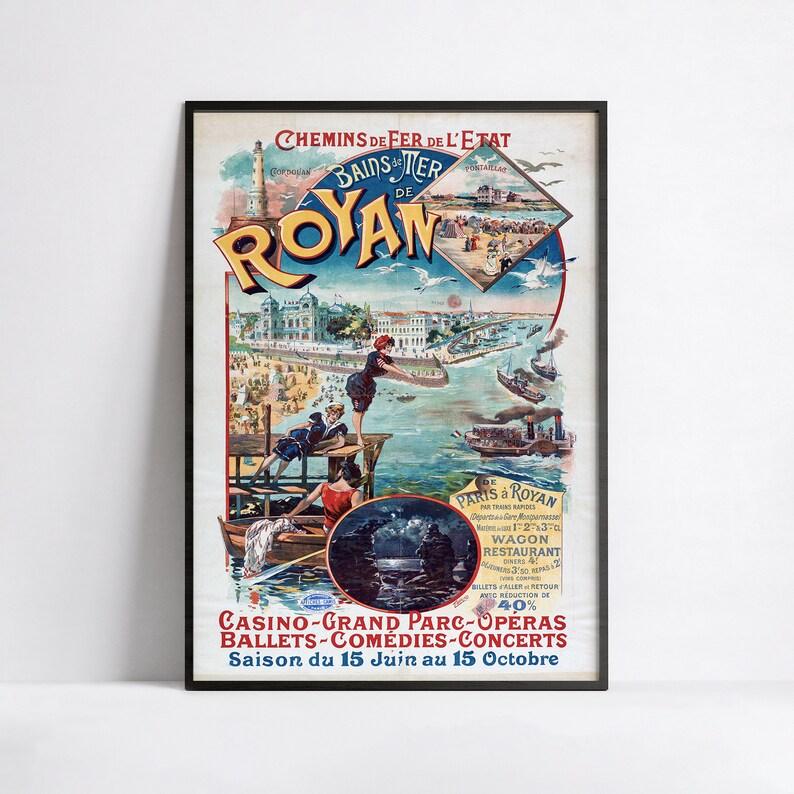 Affiche murale vintage "Bain de mer de Royan" - Haute Définition - papier mat 230gr/m² - Poster Vintage