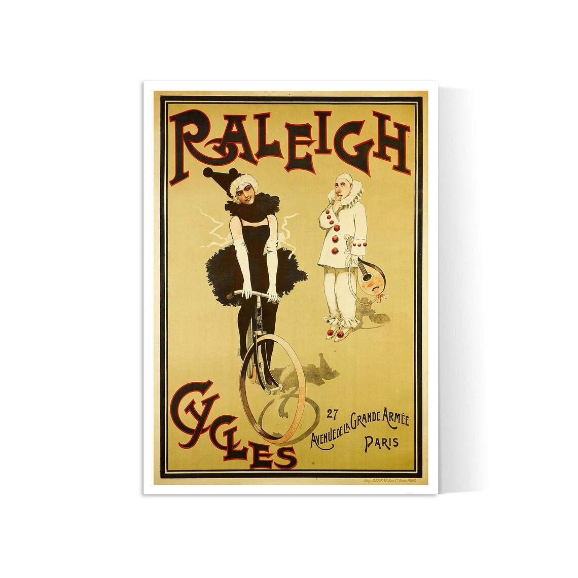 Affiche murale vintage "Cycles Raleigh" - Art Déco - Haute Définition - papier mat 230gr/m² - Poster Vintage