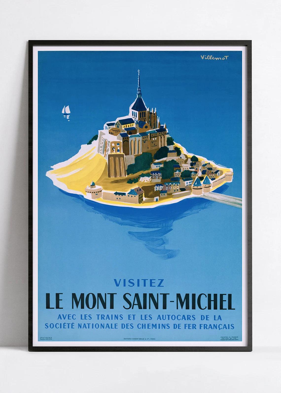 Affiche murale vintage "Mont St Michel" Air France - Haute Définition - papier mat 230gr/m² - Poster Vintage