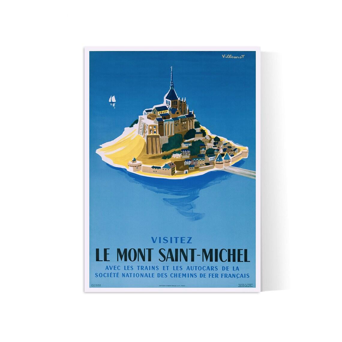 Affiche murale vintage "Mont St Michel" Air France - Haute Définition - papier mat 230gr/m² - Poster Vintage