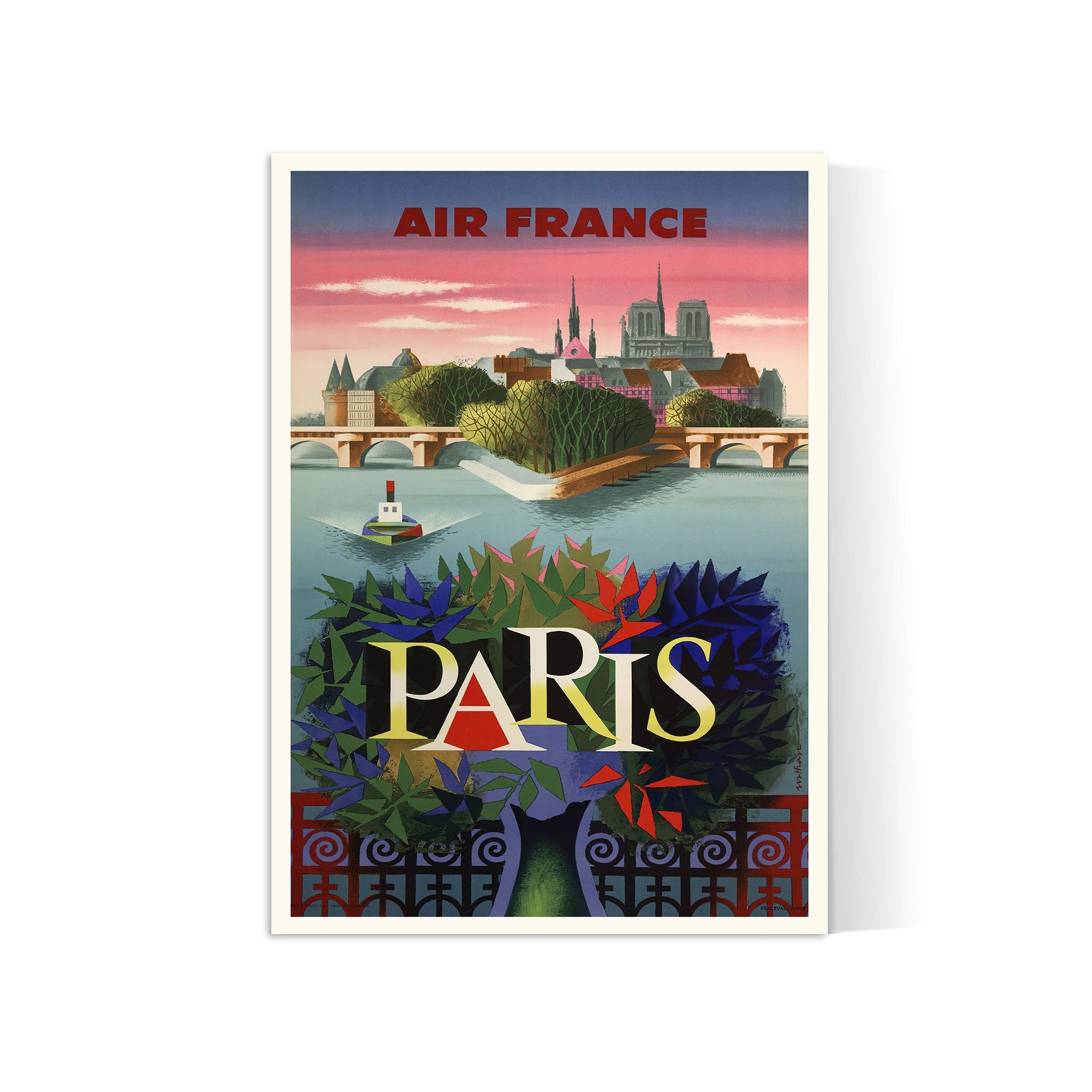 Affiche murale vintage "Paris" - Air France - Haute Définition - papier mat 230gr/m² - Poster Vintage