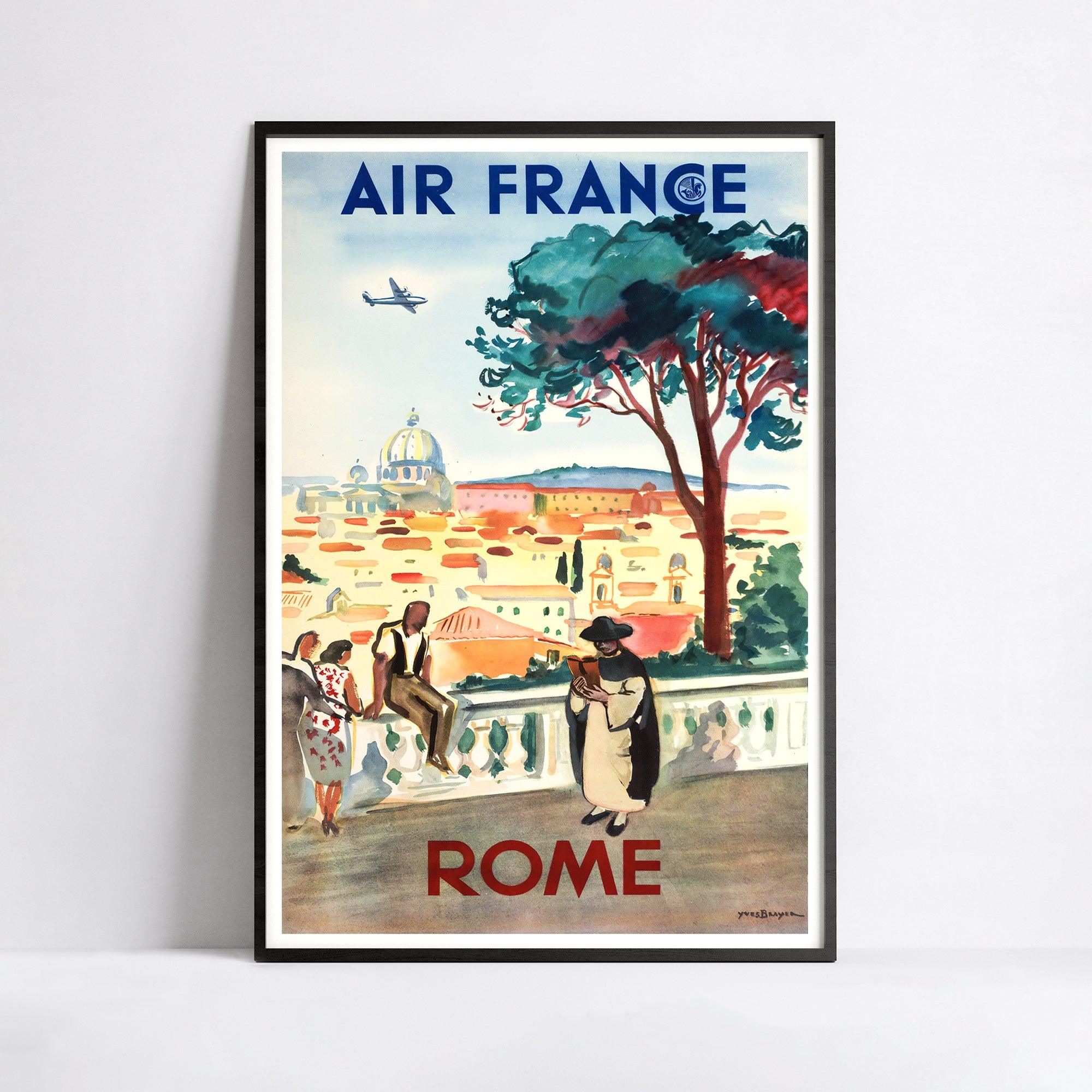 Affiche murale vintage "Rome" - Air France - Haute Définition - papier mat 230gr/m² Yves Brayer - Poster Vintage