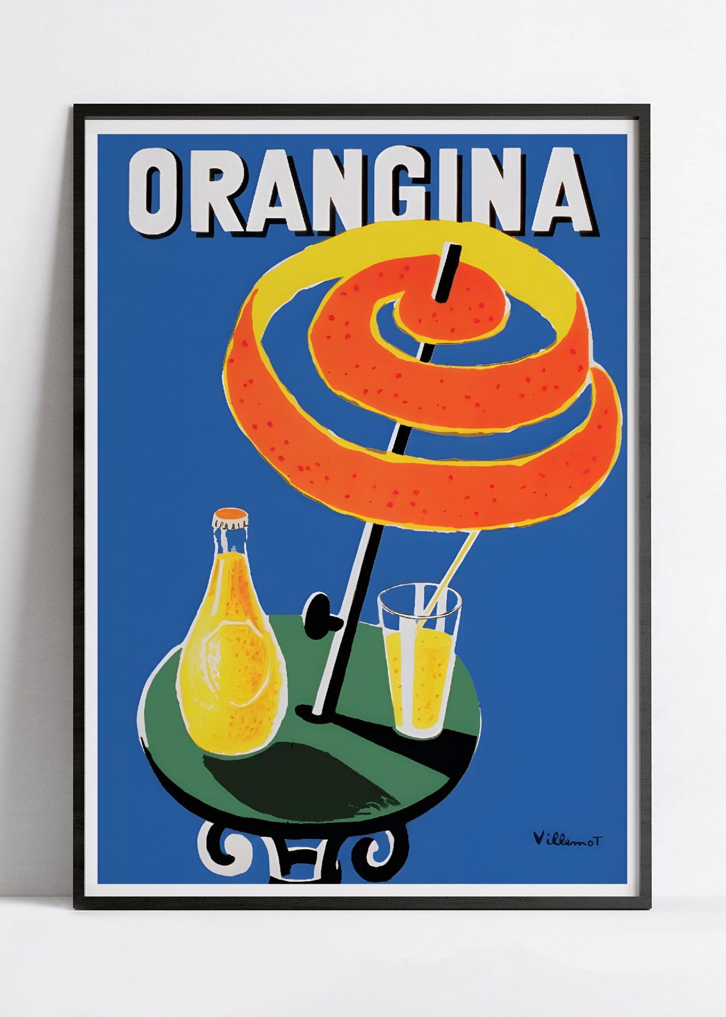 Affiche Orangina "Terrase et Parasol " - Villemot - Haute Définition - papier mat 230gr/m² - Poster Vintage