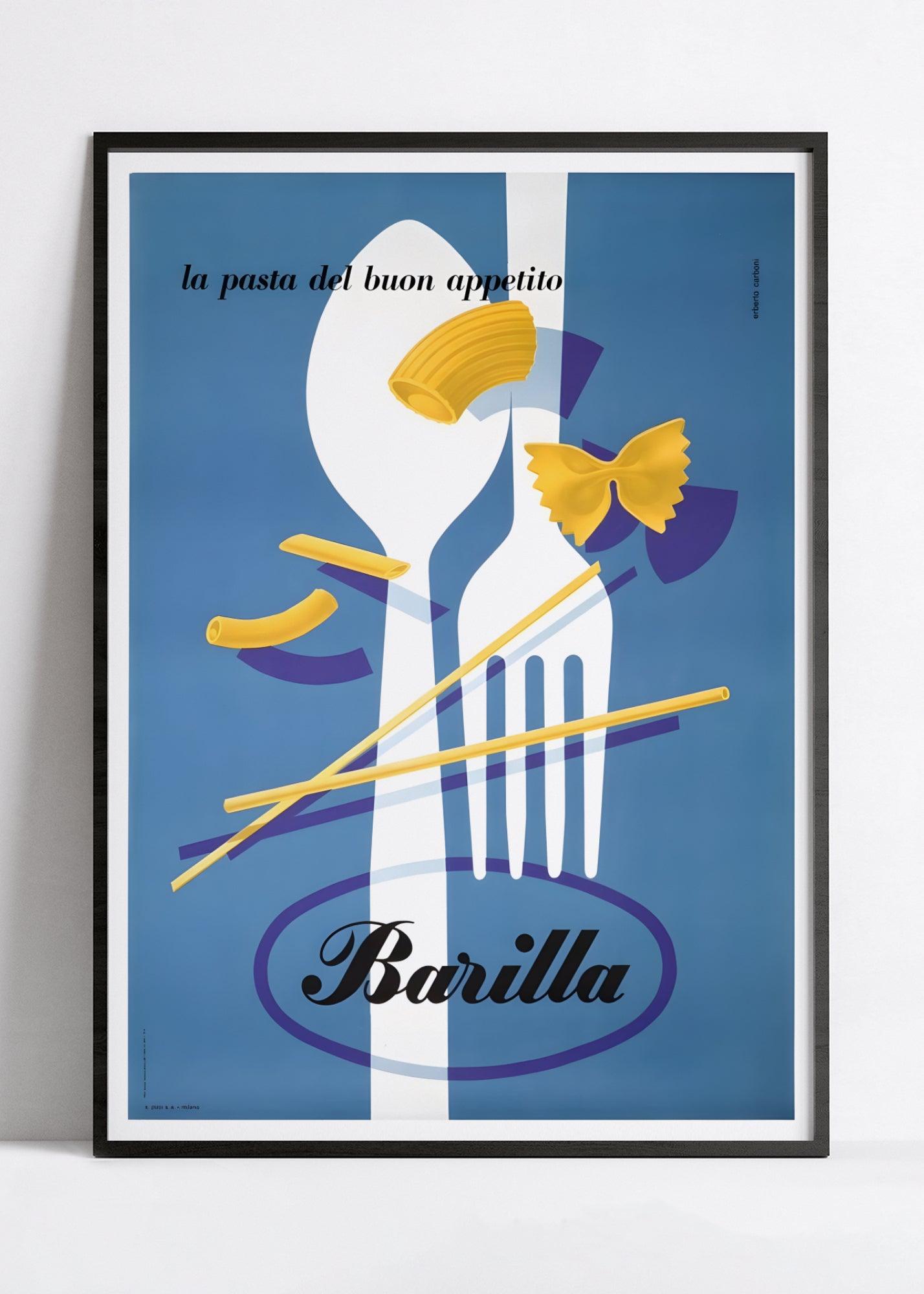 Affiche pâtes "Barilla" - Erberto Carboni - Haute Définition - papier mat 230gr/m² - Poster Vintage