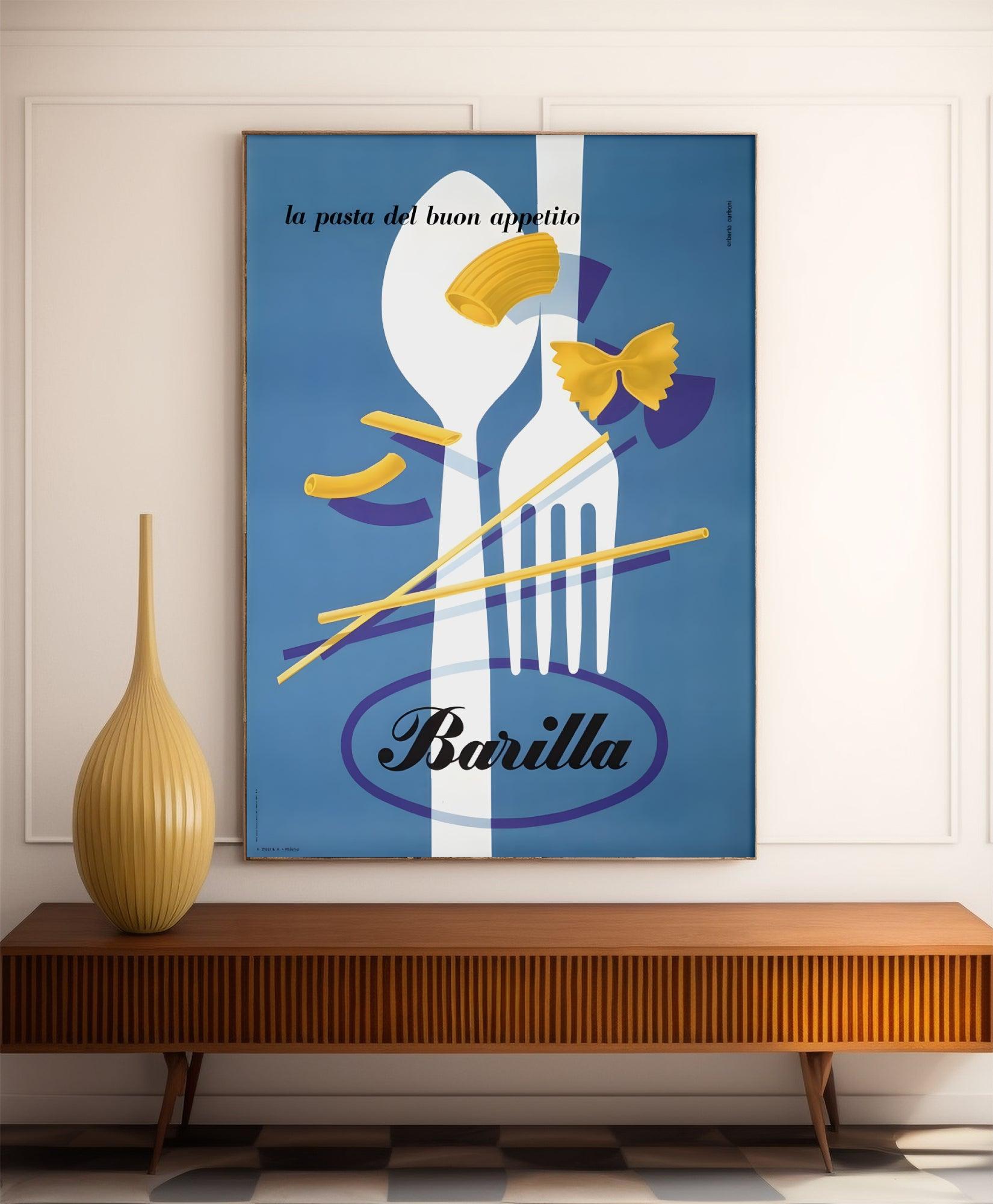 Affiche pâtes "Barilla" - Erberto Carboni - Haute Définition - papier mat 230gr/m² - Poster Vintage