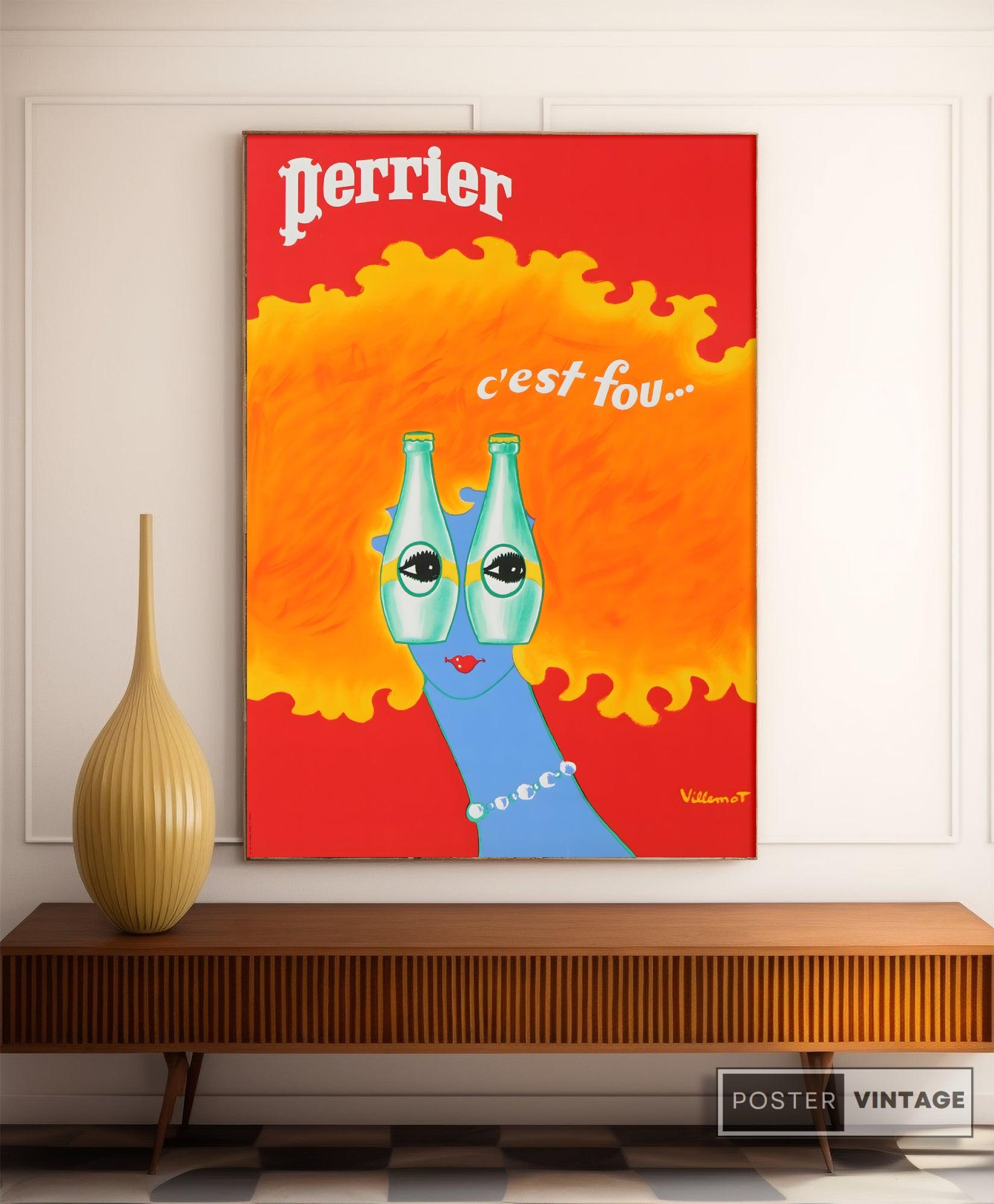 Affiche Perrier "Lunettes" - Villemot - Haute Définition - papier mat 230gr/m² - Poster Vintage