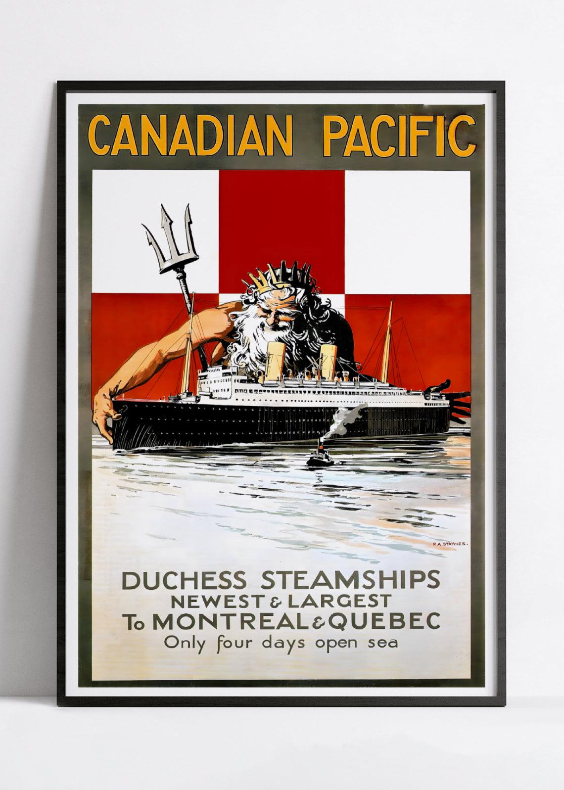 Affiche publicitaire bateau vintage "Canadian Pacific : Neptune protection" - Haute Définition - papier mat 230gr/m² - Poster Vintage