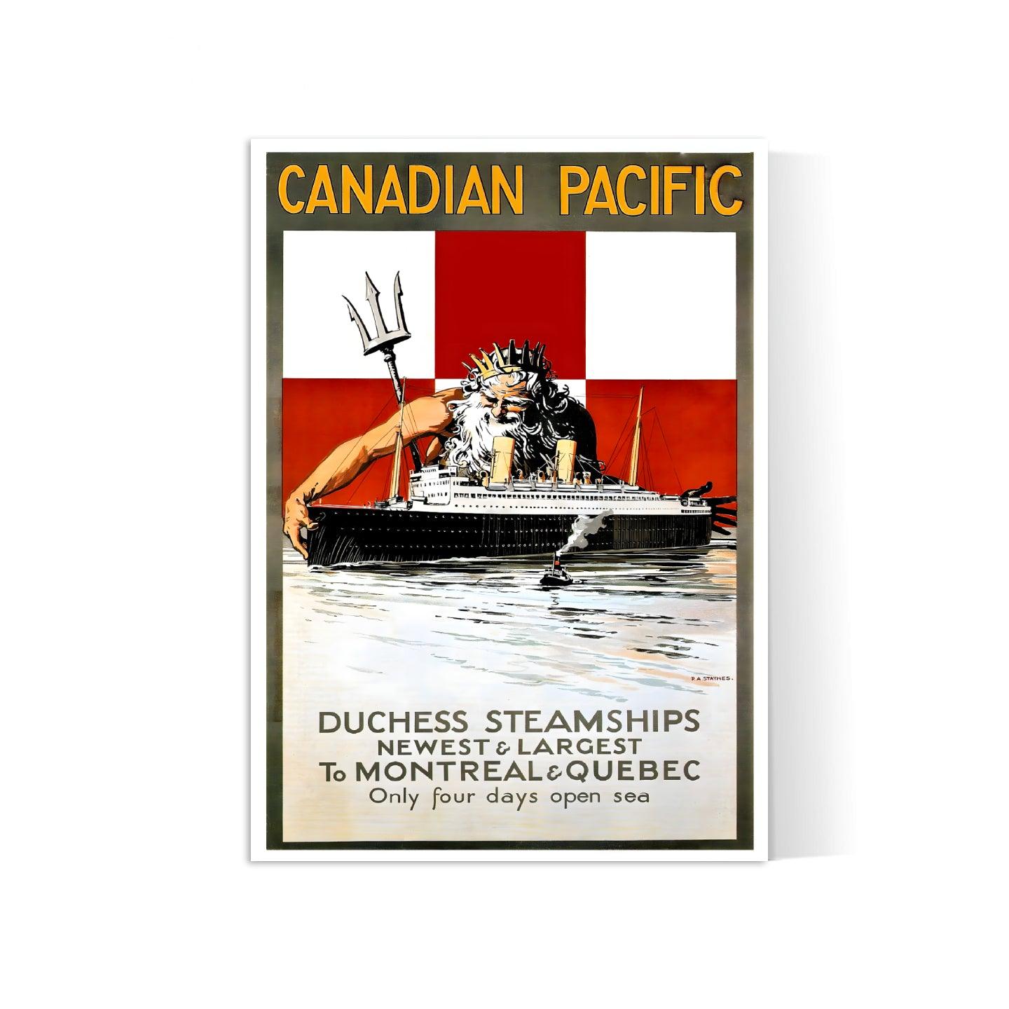 Affiche publicitaire bateau vintage "Canadian Pacific : Neptune protection" - Haute Définition - papier mat 230gr/m² - Poster Vintage