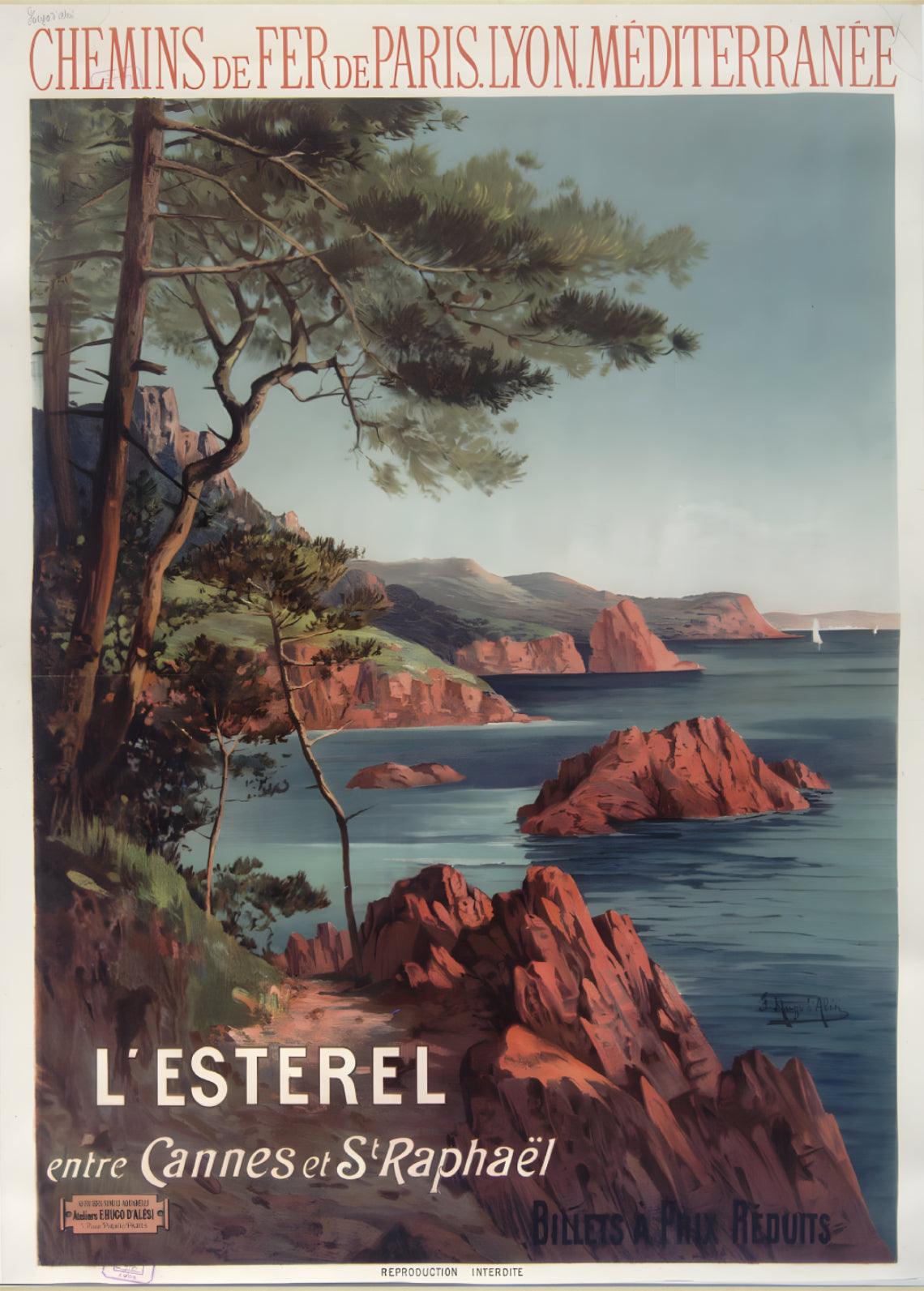 Affiche publicitaire vintage "L'Esterel" - Hugo d'Alesi - Haute Définition - papier mat 230gr/m² - Poster Vintage