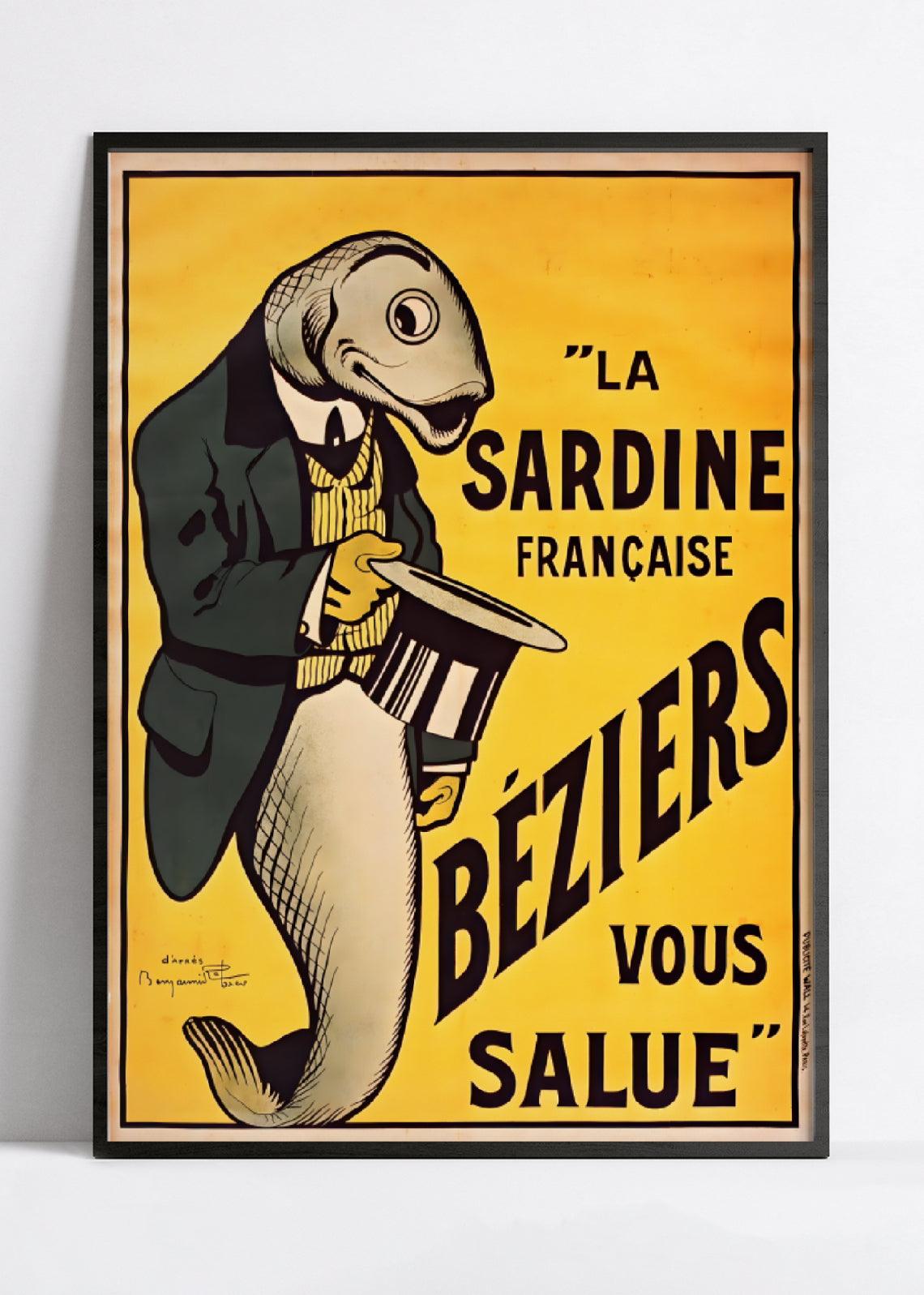 Affiche publicitaire vintage "La Sardine française" - Benjamin Rabier - Haute Définition - papier mat 230gr/m² - Poster Vintage