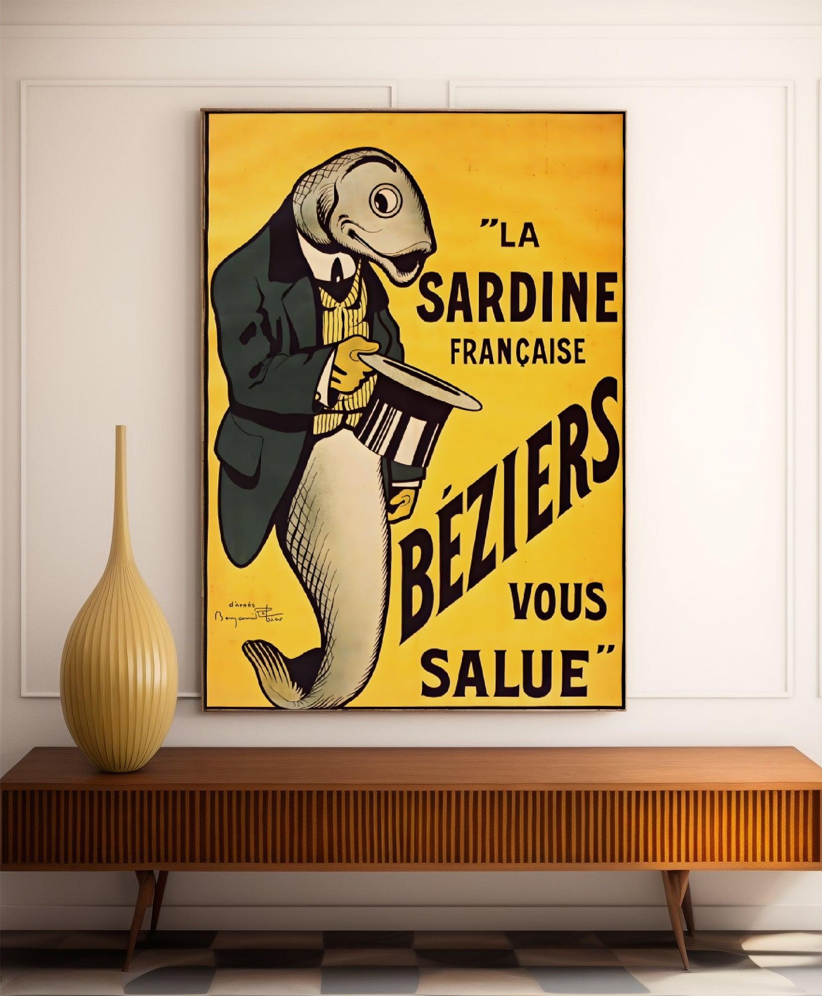 Affiche publicitaire vintage "La Sardine française" - Benjamin Rabier - Haute Définition - papier mat 230gr/m² - Poster Vintage