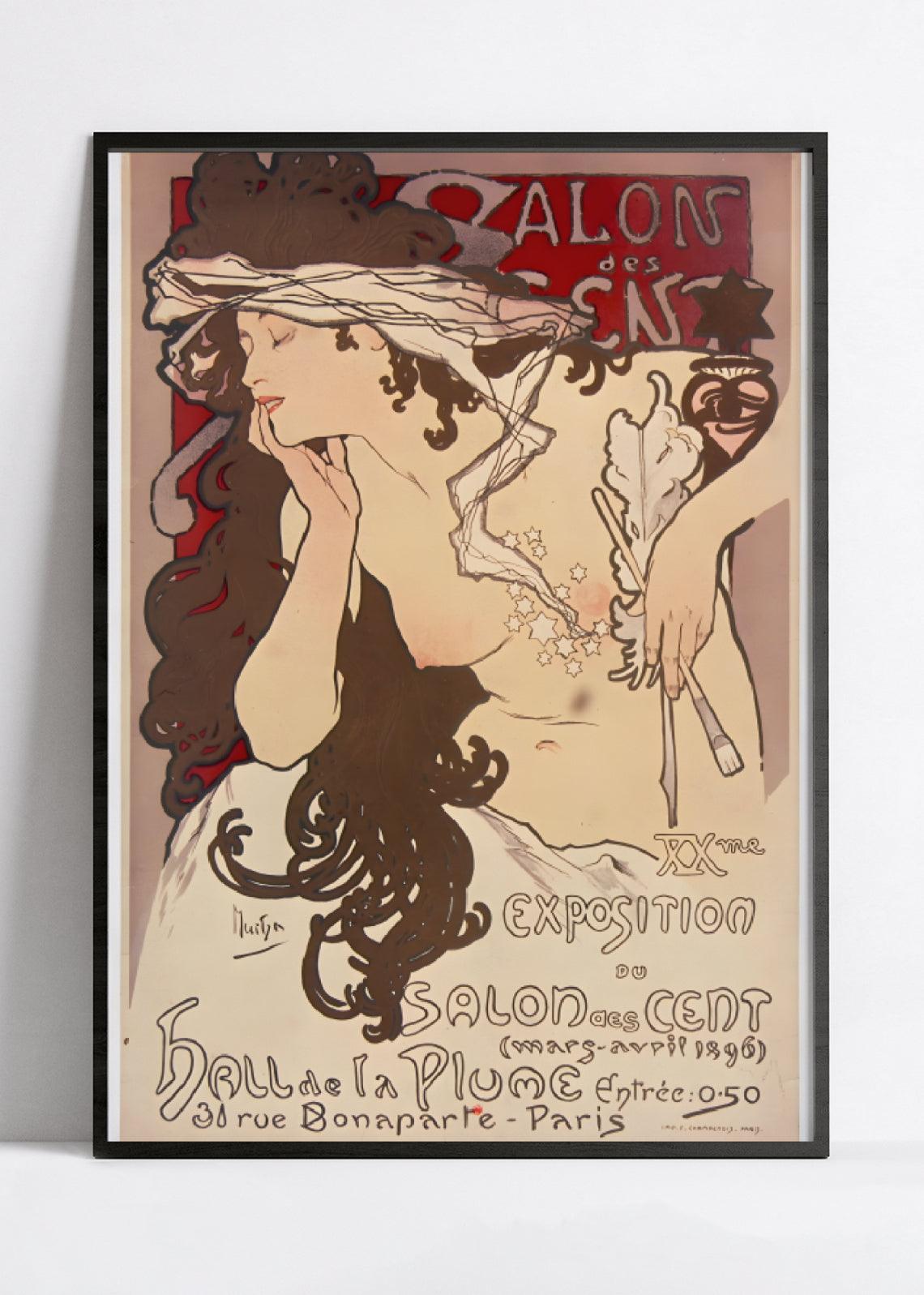 Affiche "Salon des cent" vintage - Alphonse Mucha - Haute Définition - papier mat 230gr/m2 - Poster Vintage