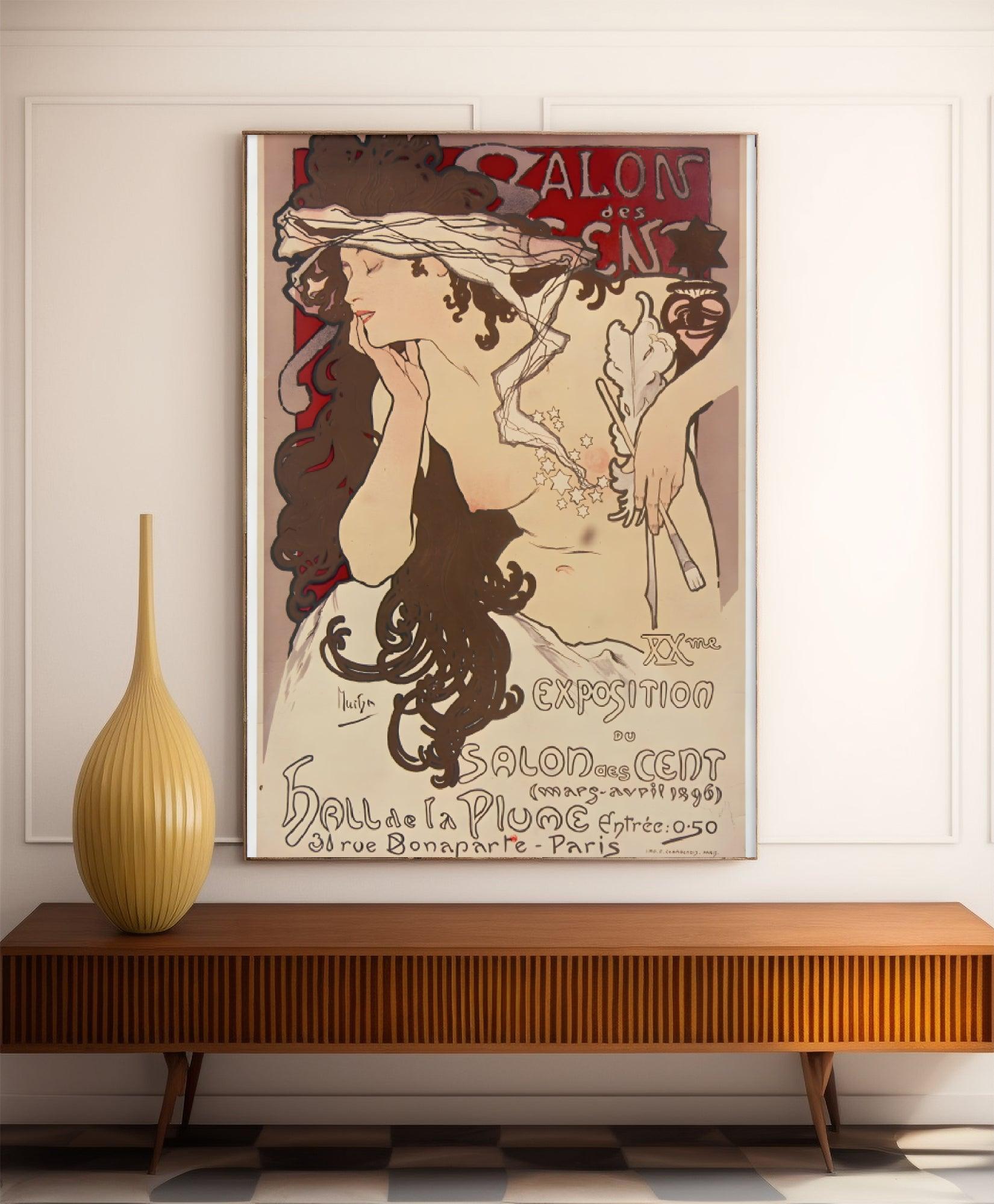 Affiche "Salon des cent" vintage - Alphonse Mucha - Haute Définition - papier mat 230gr/m2 - Poster Vintage