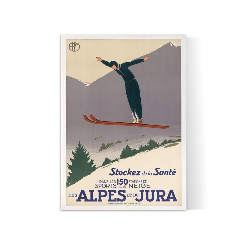 Affiche "Ski - Alpes et Jura" - vintage Jean-Raoul Naurac - Haute Définition - papier mat 230gr/m2 - Poster Vintage