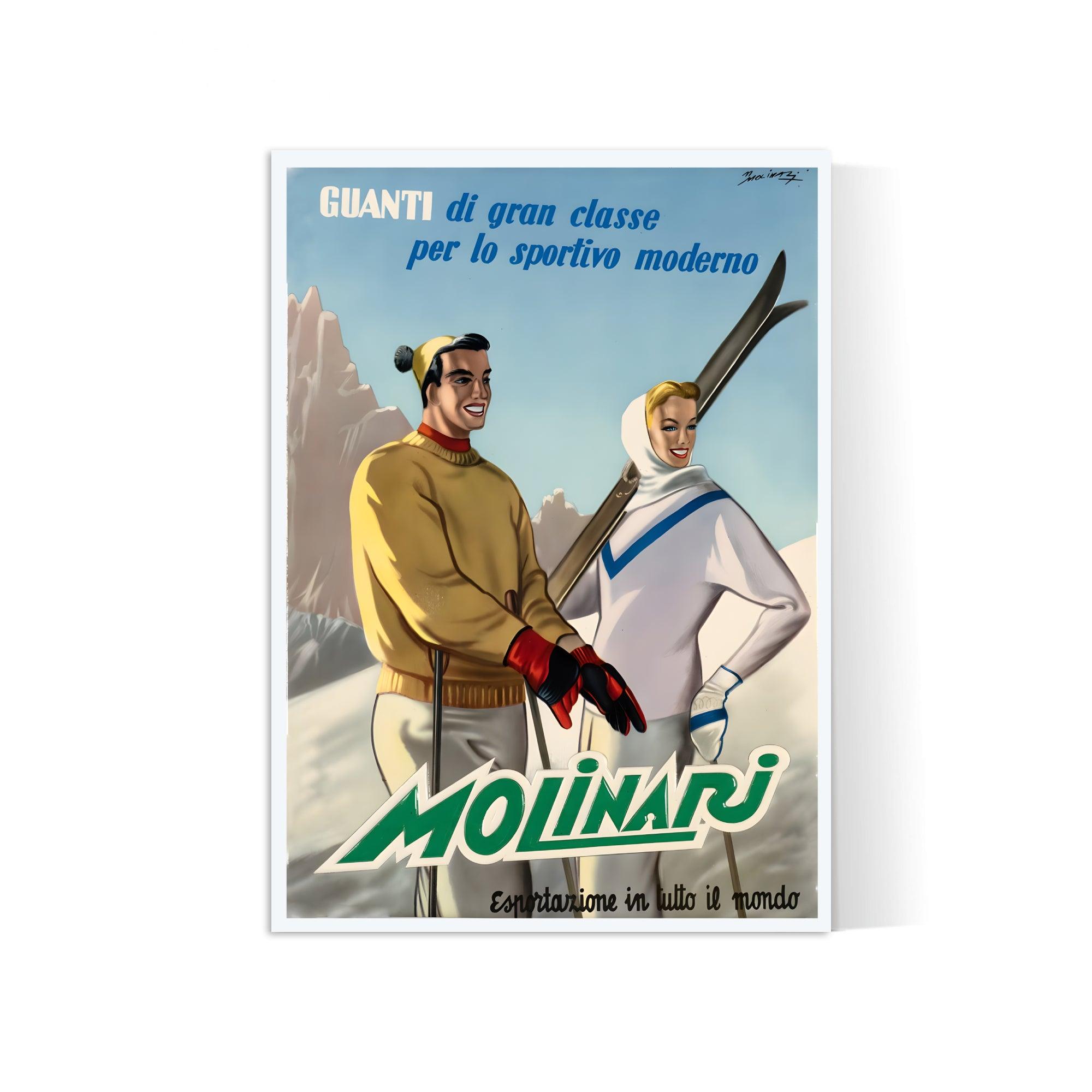 Affiche ski vintage "Molinari" - Italie - Haute Définition - papier mat 230gr/m² - Poster Vintage