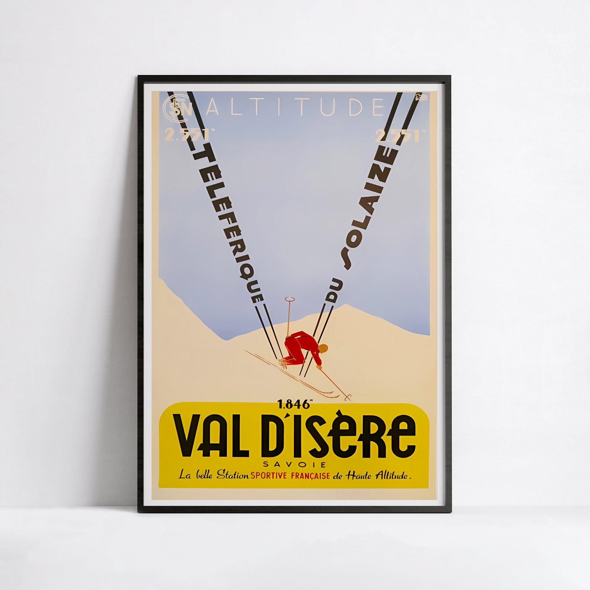 Affiche ski vintage "Val d'Isère" - Haute Définition - papier mat 230gr/m² - Poster Vintage