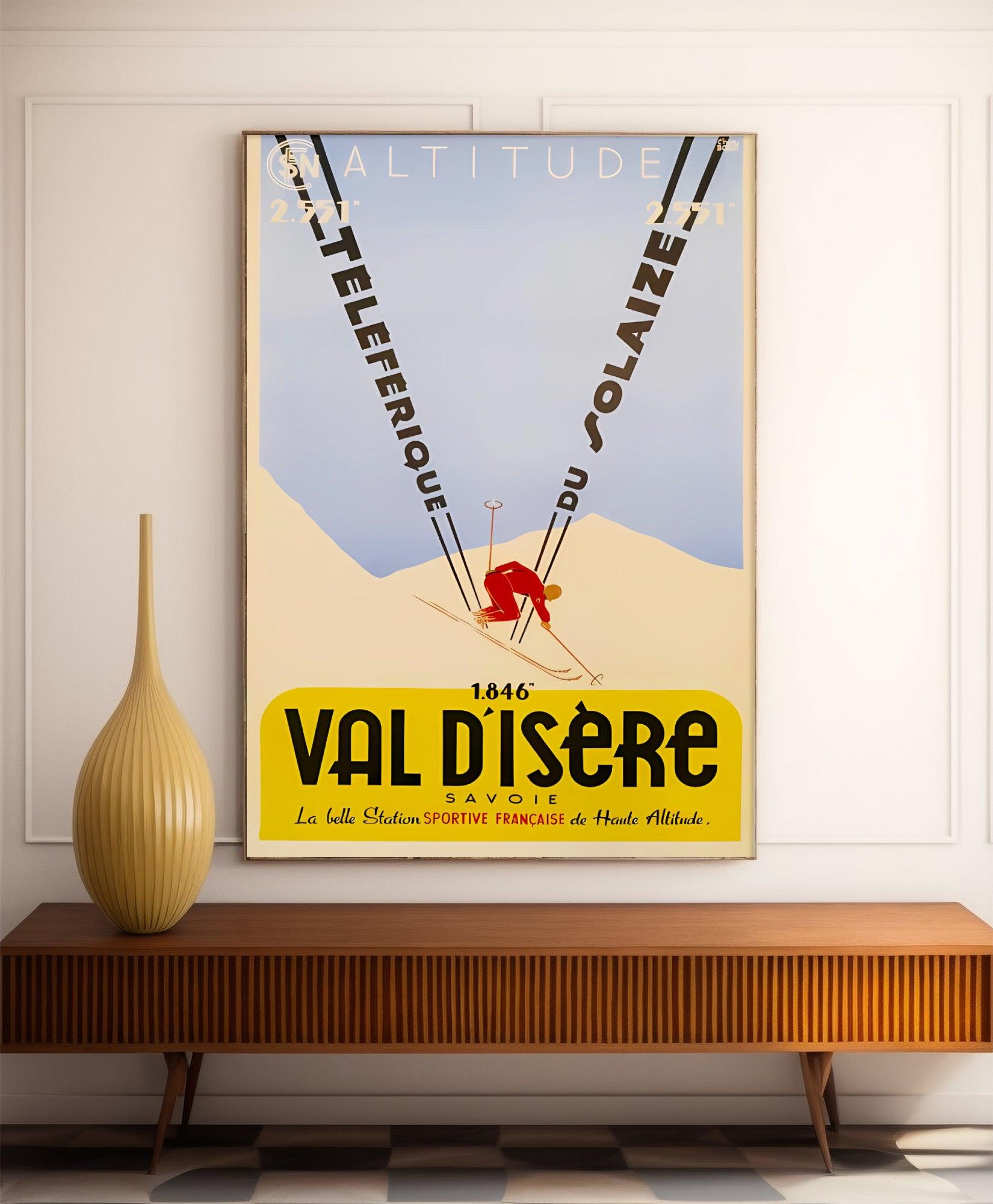 Affiche ski vintage "Val d'Isère" - Haute Définition - papier mat 230gr/m² - Poster Vintage