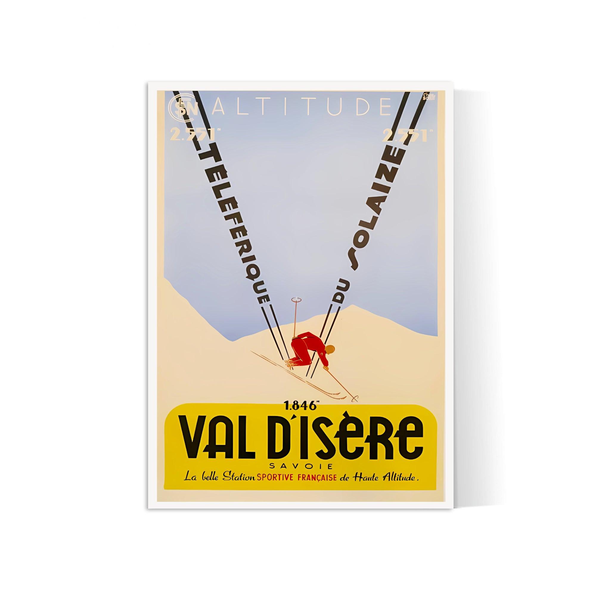 Affiche ski vintage "Val d'Isère" - Haute Définition - papier mat 230gr/m² - Poster Vintage