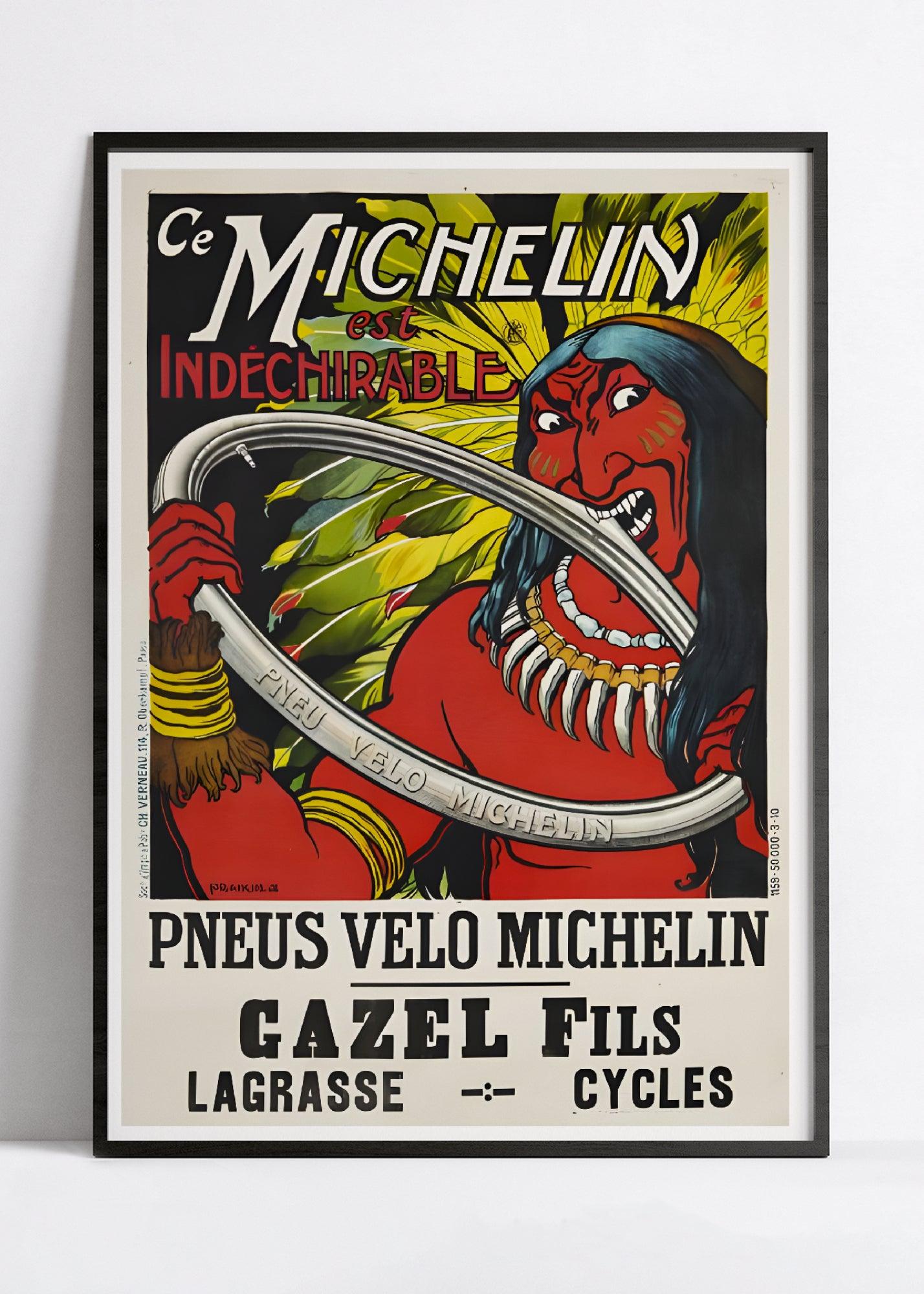 Affiche velo vintage "Ce Michelin est indéchirable" - Fraikin - Haute Définition - papier mat 230gr/m² - Poster Vintage