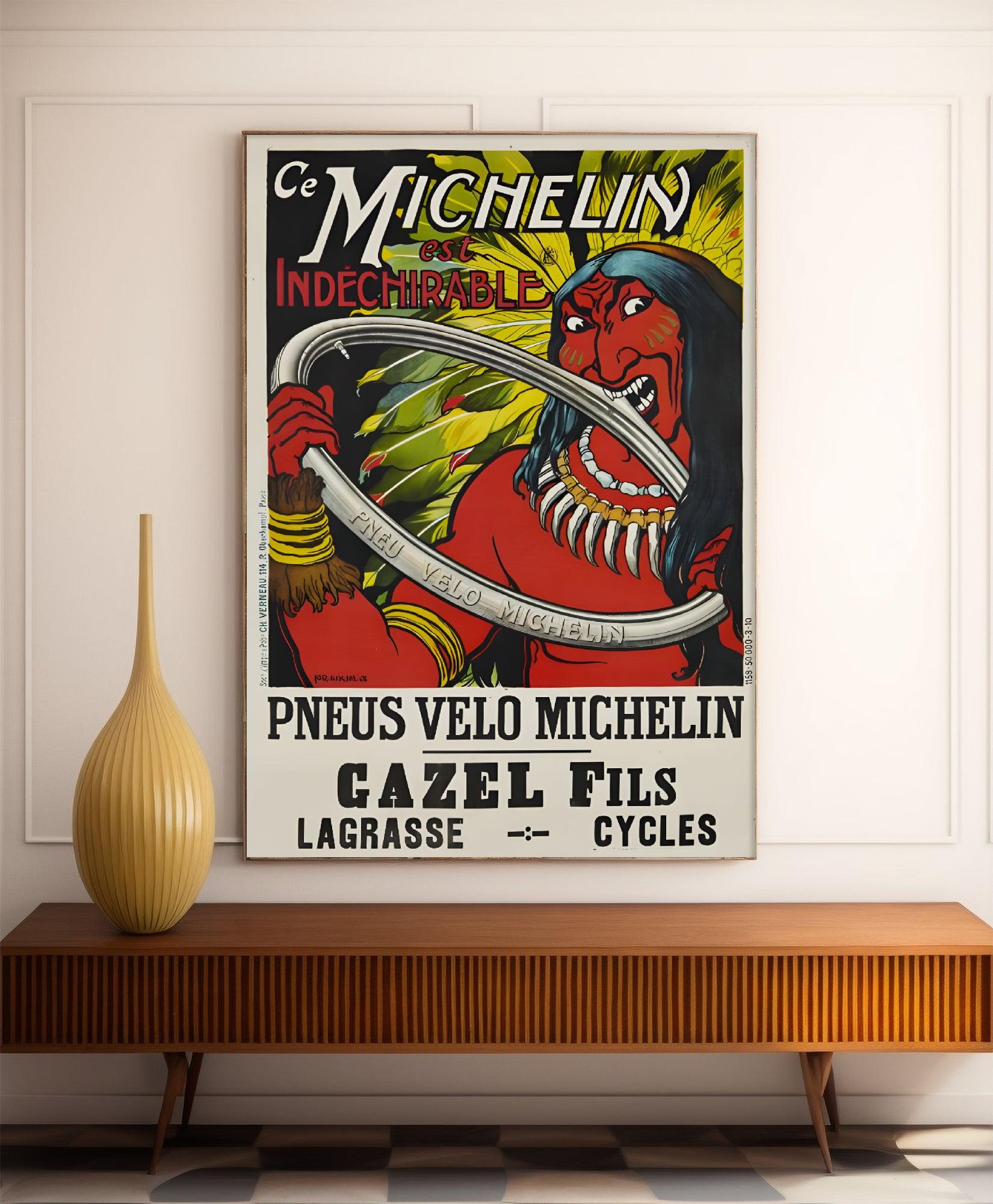 Affiche velo vintage "Ce Michelin est indéchirable" - Fraikin - Haute Définition - papier mat 230gr/m² - Poster Vintage