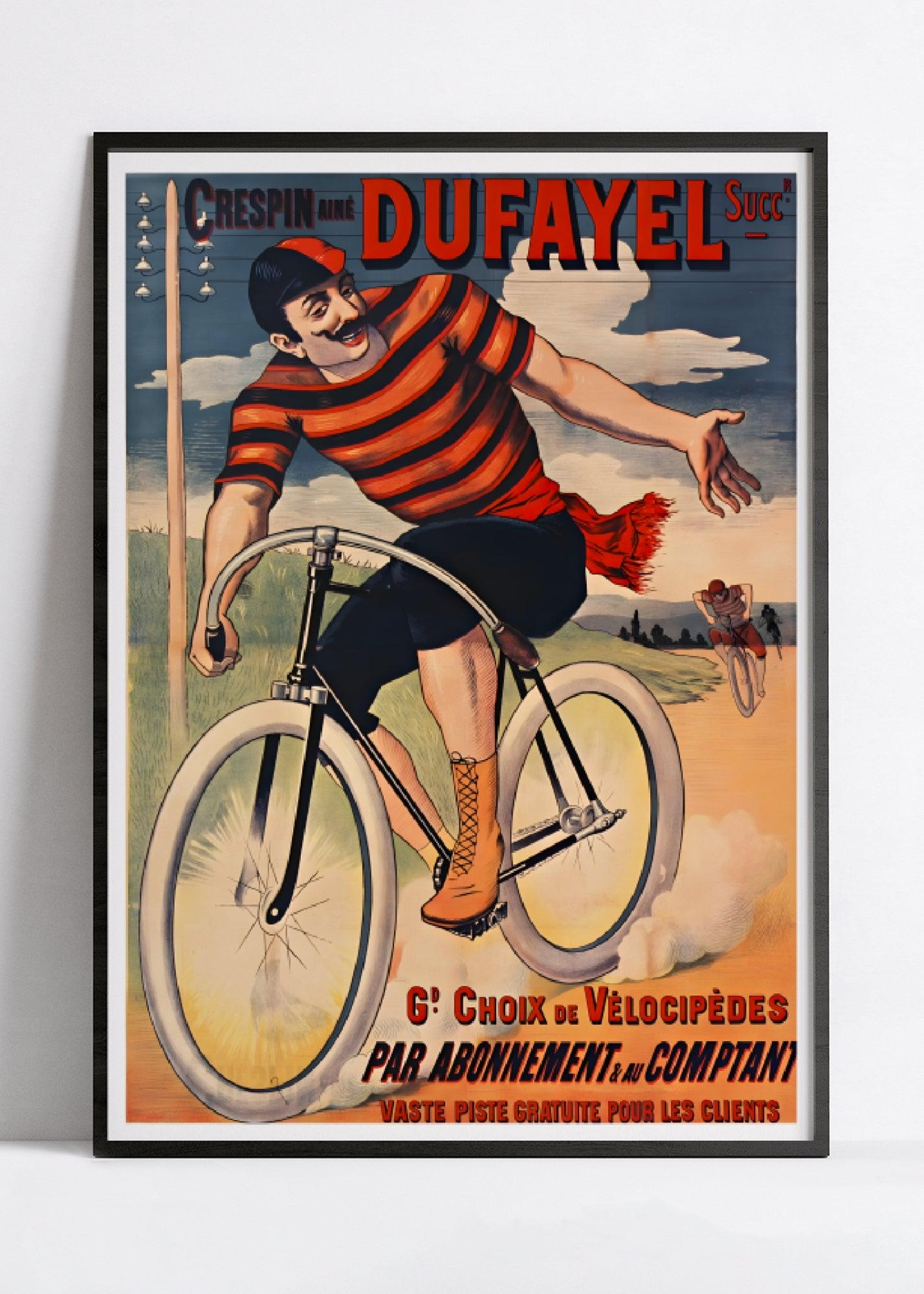 Affiche velo vintage "Cycles Crespin Dufayel" - Haute Définition - papier mat 230gr/m² - Poster Vintage