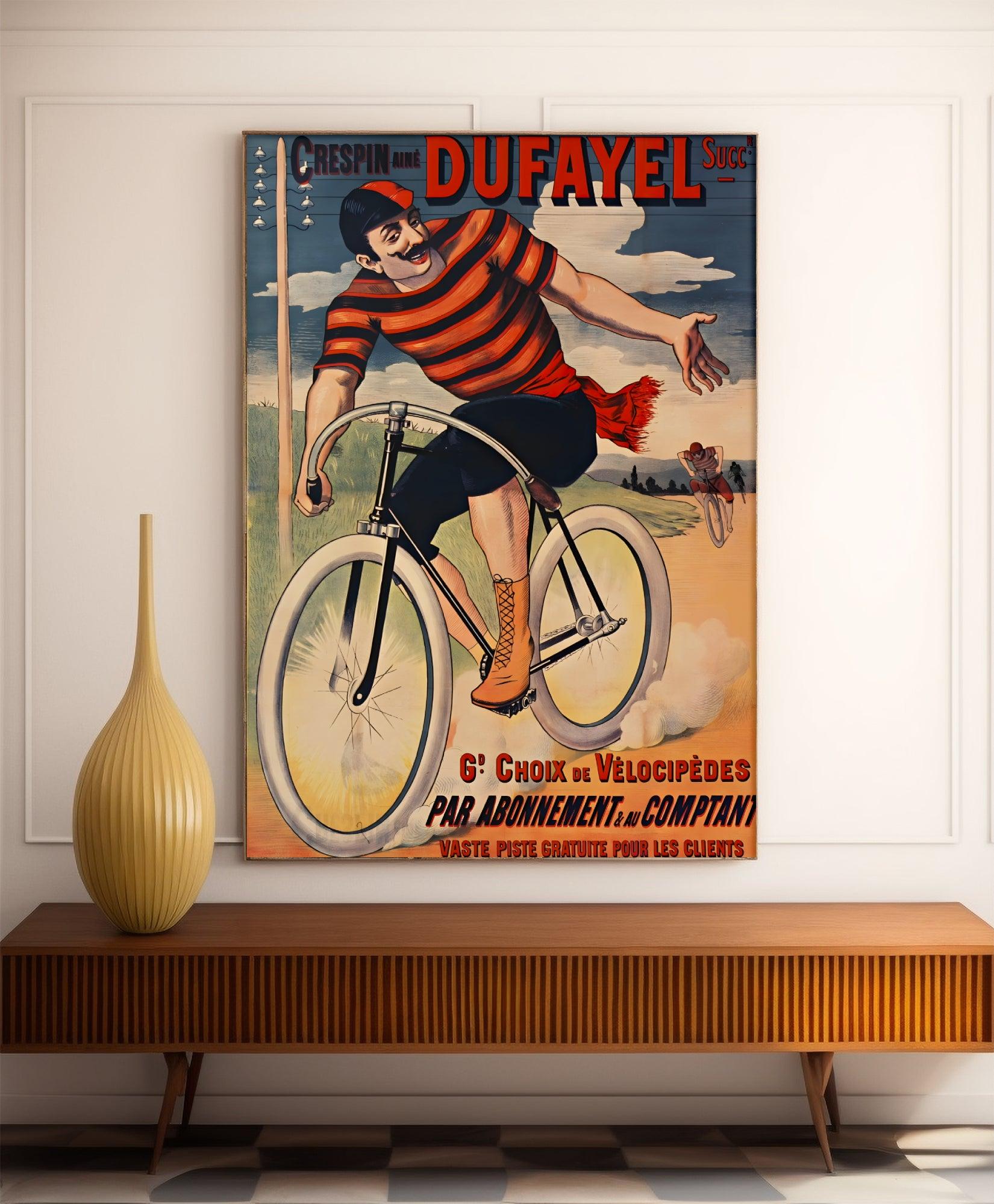 Affiche velo vintage "Cycles Crespin Dufayel" - Haute Définition - papier mat 230gr/m² - Poster Vintage