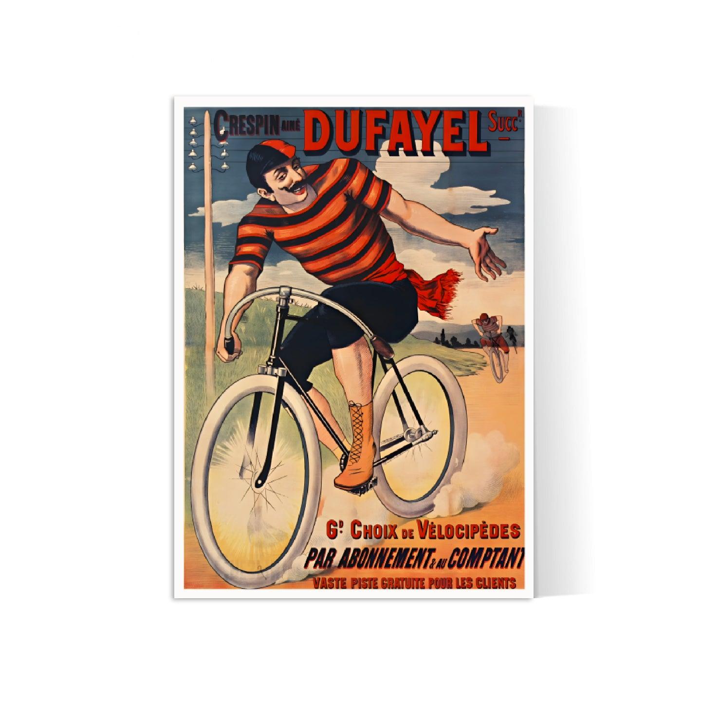 Affiche velo vintage "Cycles Crespin Dufayel" - Haute Définition - papier mat 230gr/m² - Poster Vintage