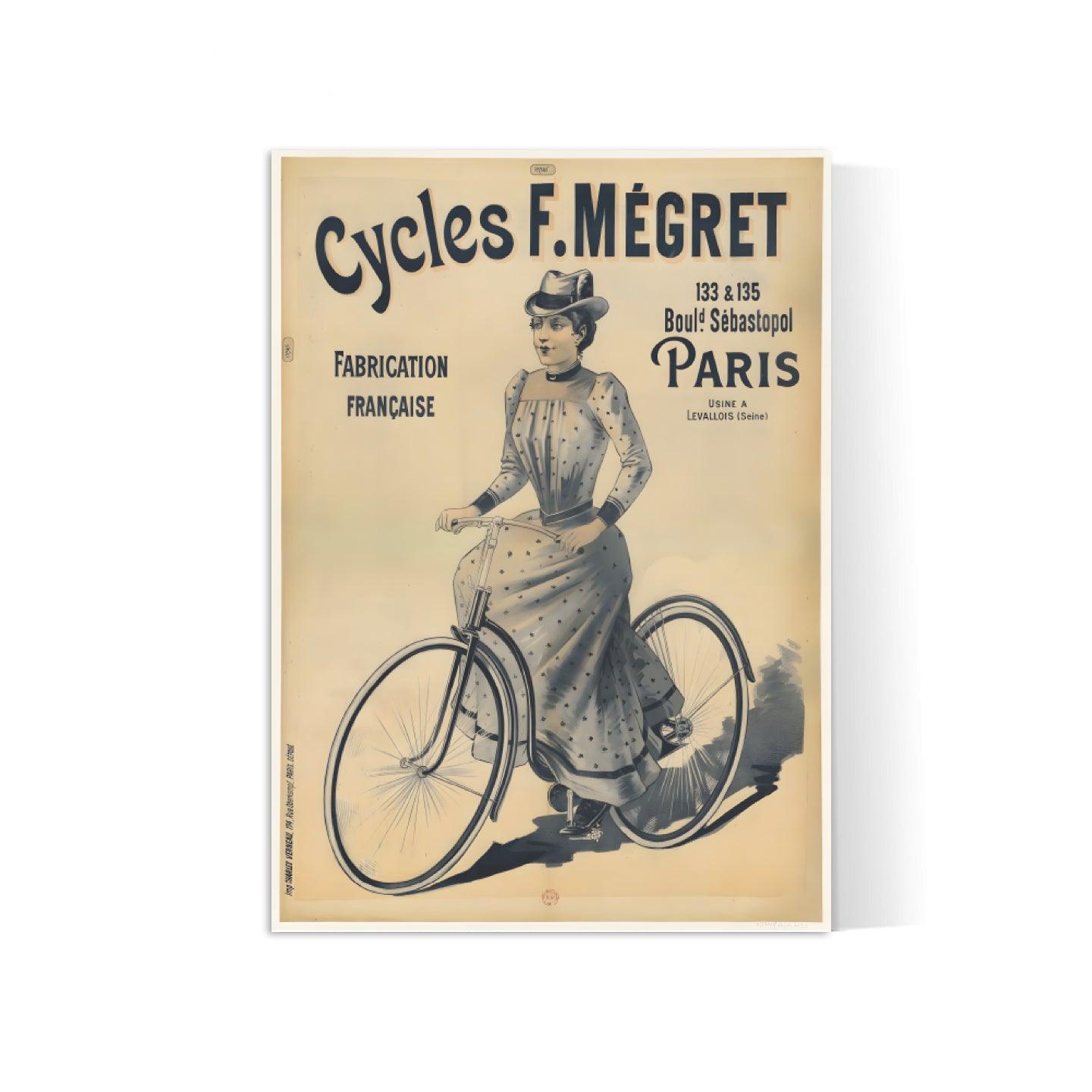 Affiche velo vintage "Cycles Megret - Haute Définition - papier mat 230gr/m² - Poster Vintage