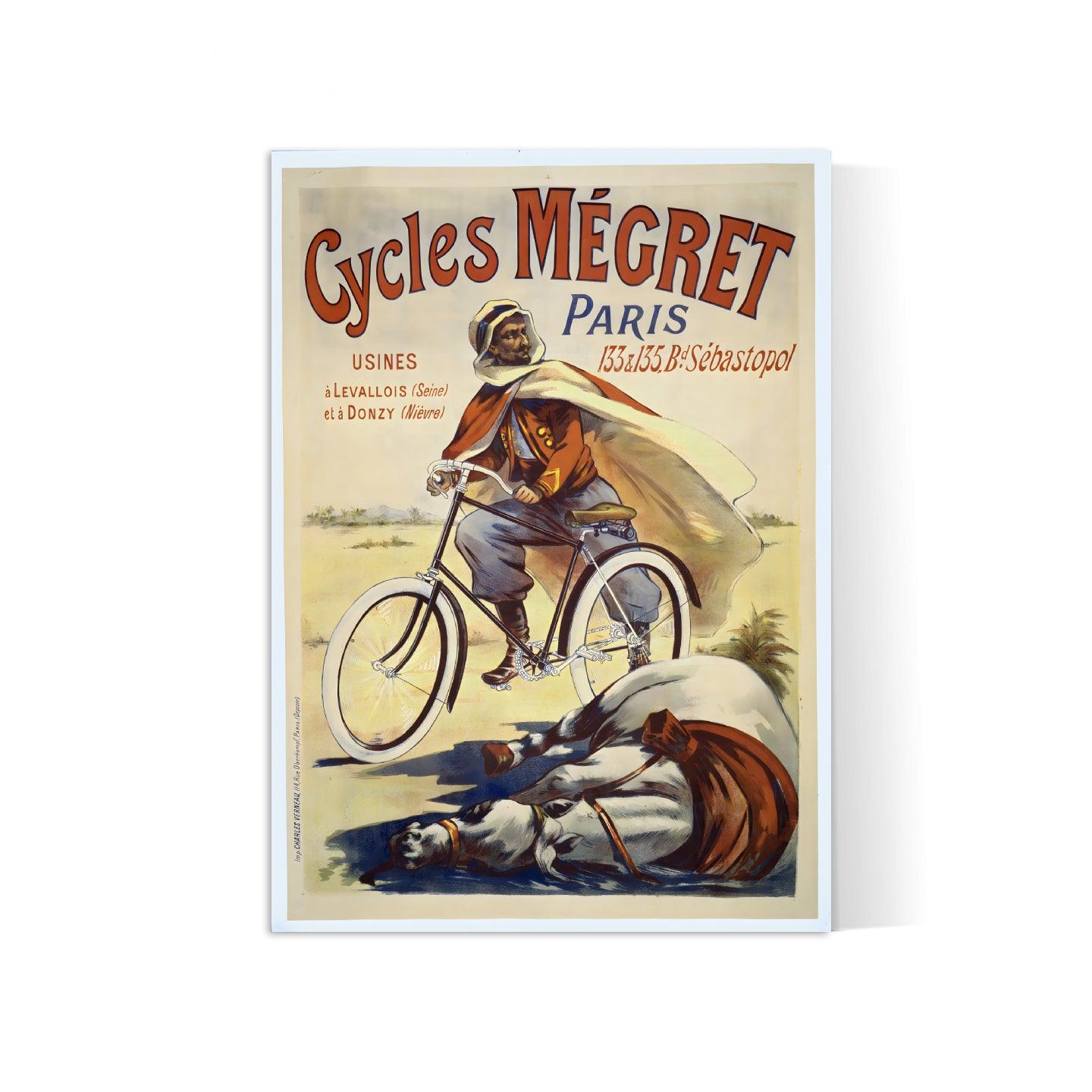 Affiche velo vintage "Cycles Megret Paris - Haute Définition - papier mat 230gr/m² - Poster Vintage