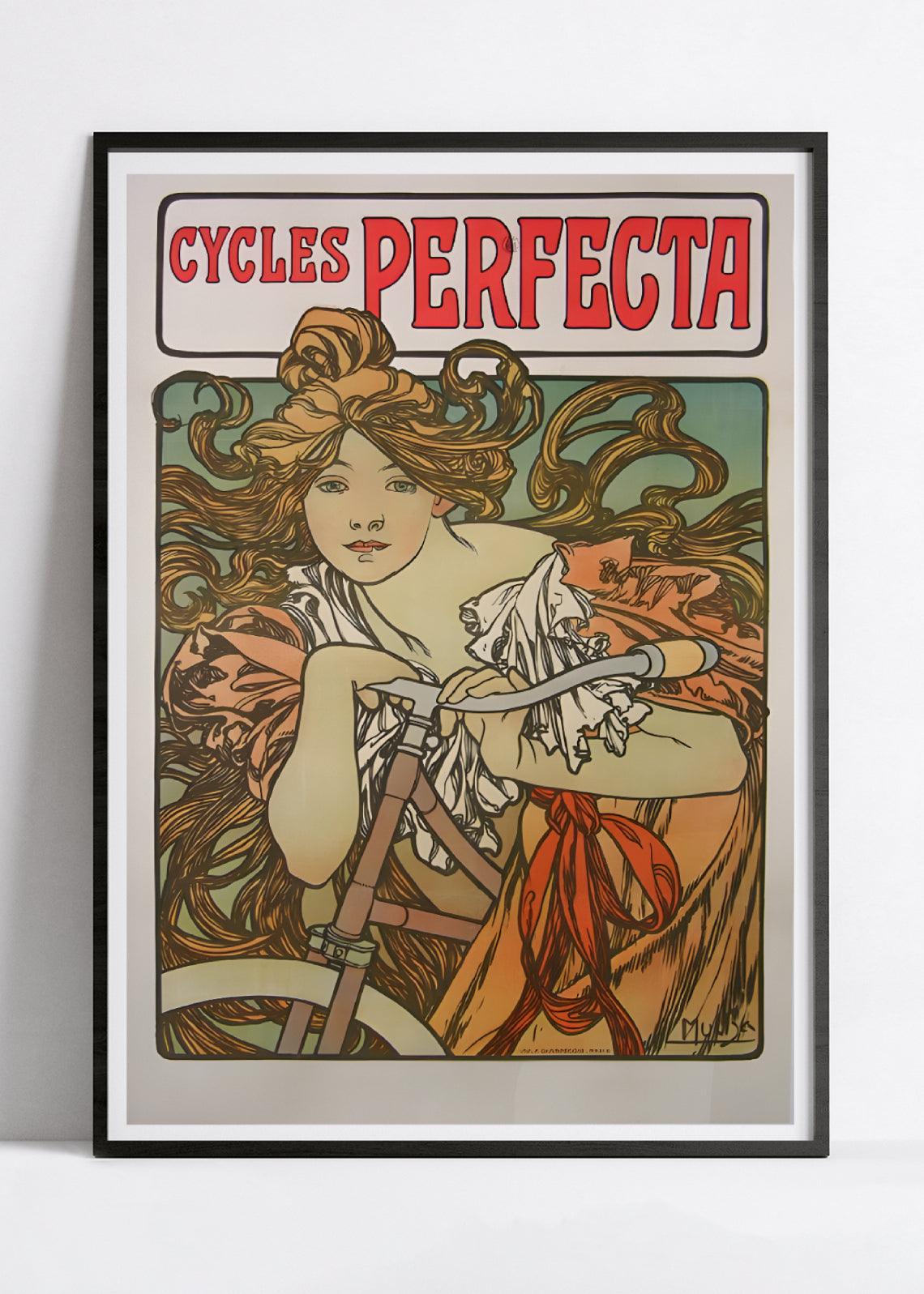 Affiche velo vintage "Cycles Perfecta" - Alphonse Mucha - Haute Définition - papier mat 230gr/m² - Poster Vintage