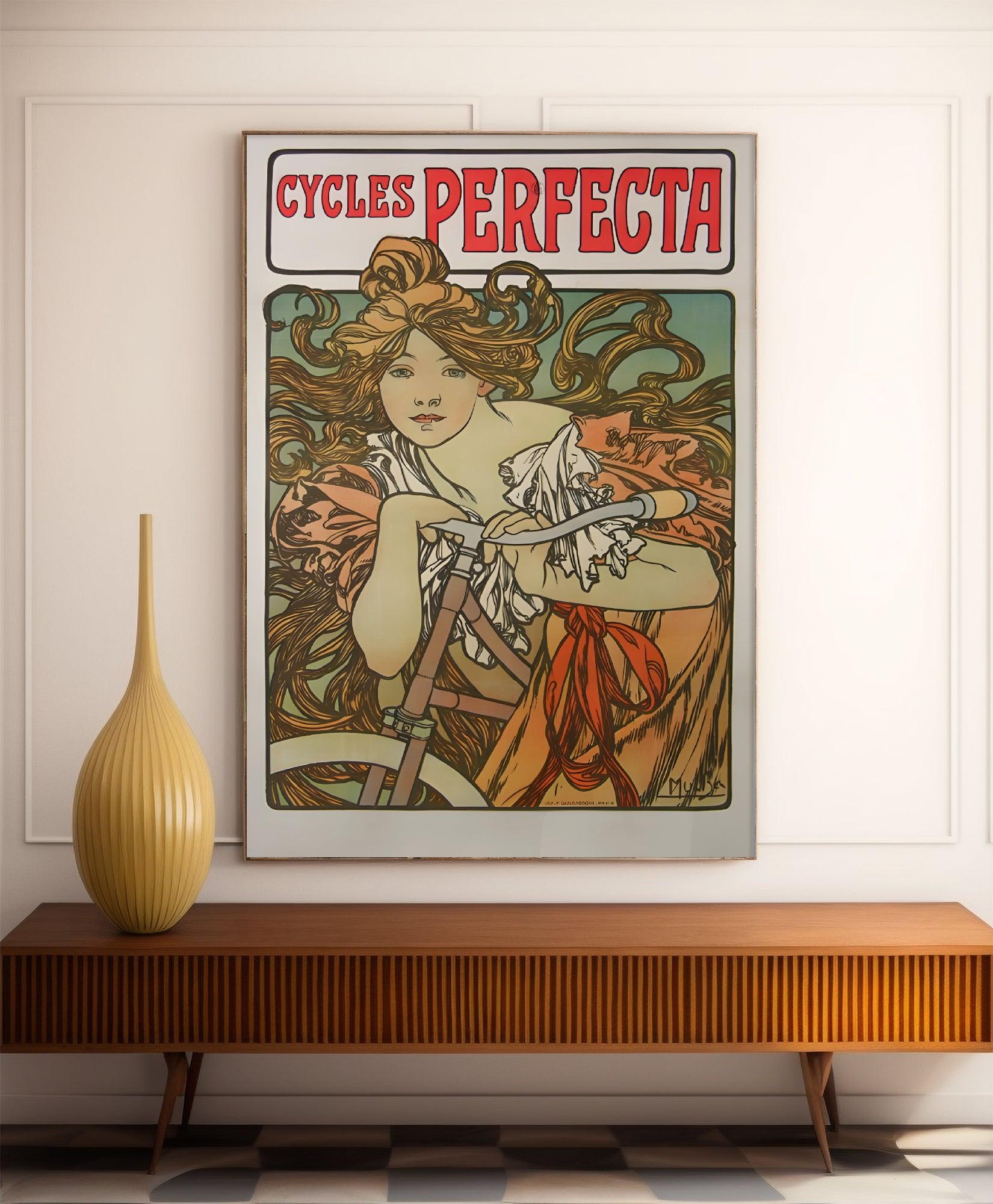 Affiche velo vintage "Cycles Perfecta" - Alphonse Mucha - Haute Définition - papier mat 230gr/m² - Poster Vintage