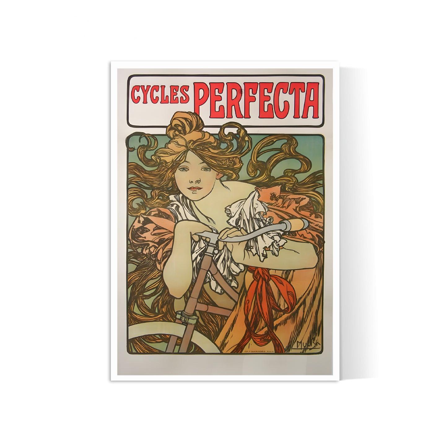 Affiche velo vintage "Cycles Perfecta" - Alphonse Mucha - Haute Définition - papier mat 230gr/m² - Poster Vintage