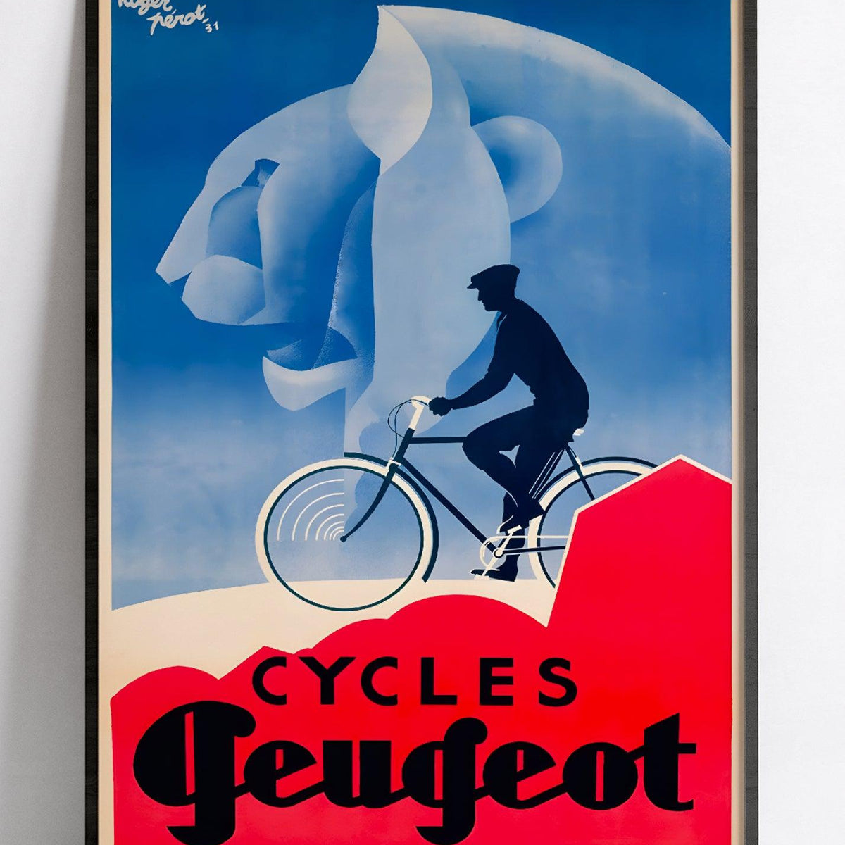 rennrad vintage poster Vintage-Fahrradplakat „Cycles Peugeot“ – Roger Pérot – High Definition –  mattes Papier 230 g/m²