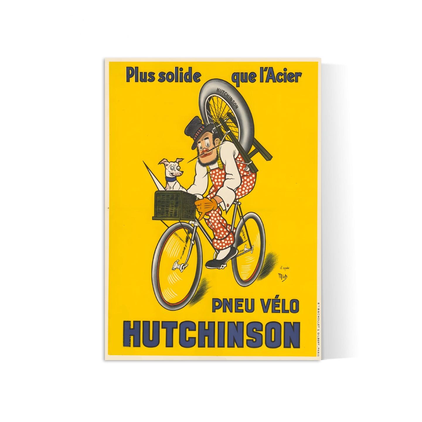 Affiche velo vintage "Pneus Hutchinson" - Mich - Haute Définition - papier mat 230gr/m² - Poster Vintage