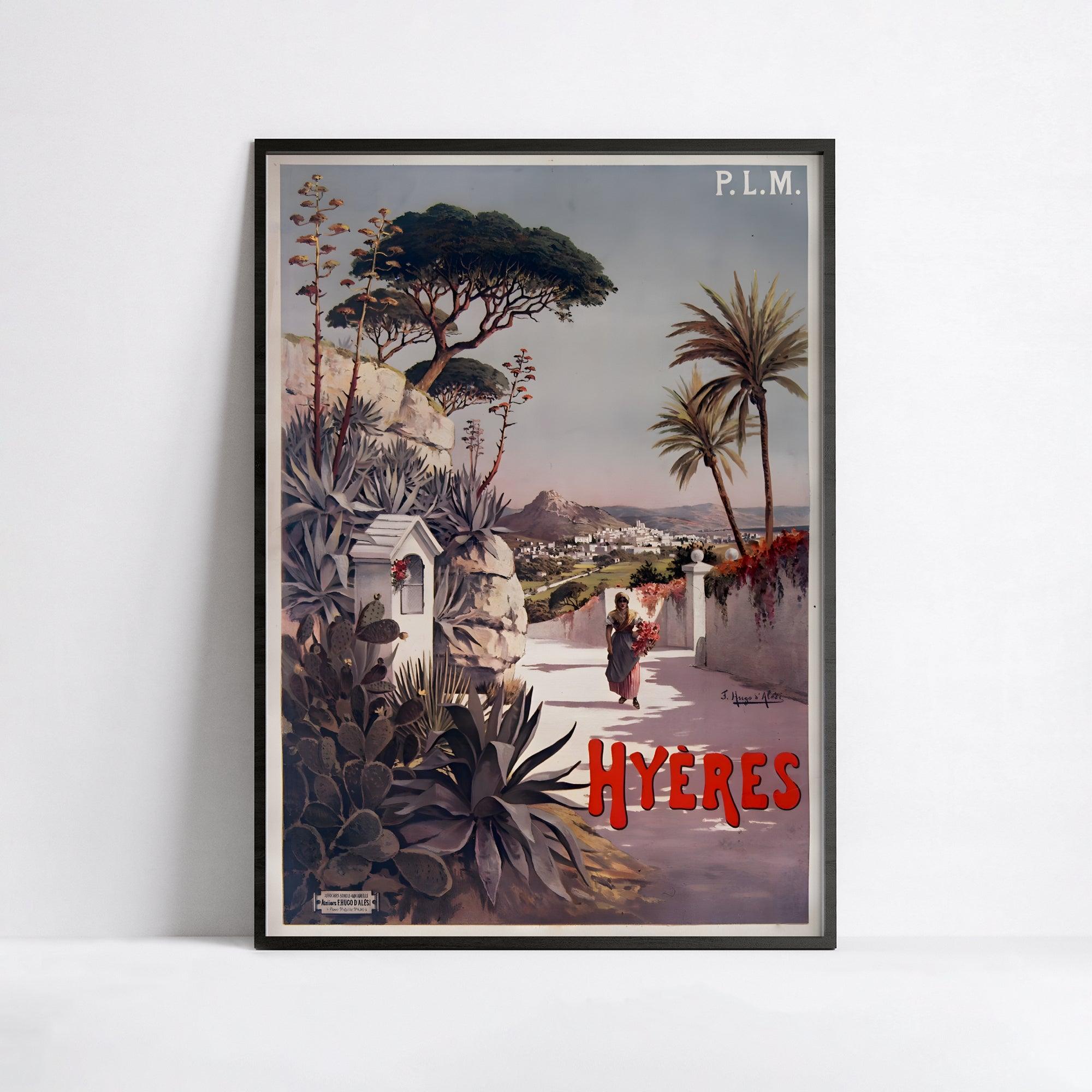 Affiche ville vintage "Hyères" - Hugo D'Alesi - Haute Définition - papier mat 230gr/m² - Poster Vintage