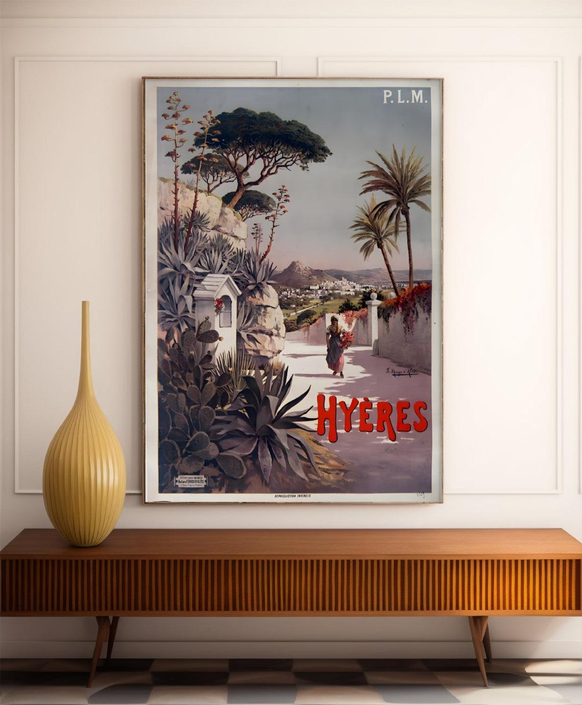 Affiche ville vintage "Hyères" - Hugo D'Alesi - Haute Définition - papier mat 230gr/m² - Poster Vintage