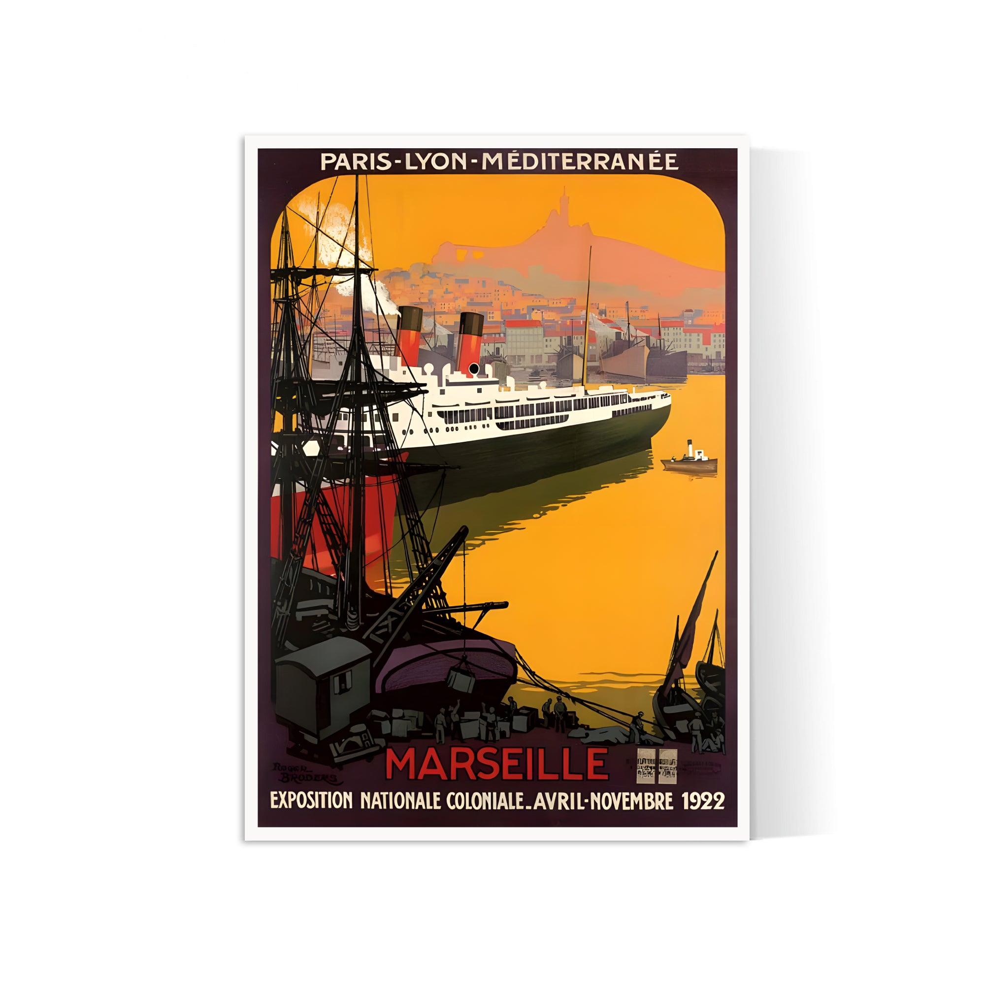 Affiche ville vintage "Marseille - exposition coloniale 1922" - Roger Broders - Haute Définition - papier mat 230gr/m² - Poster Vintage