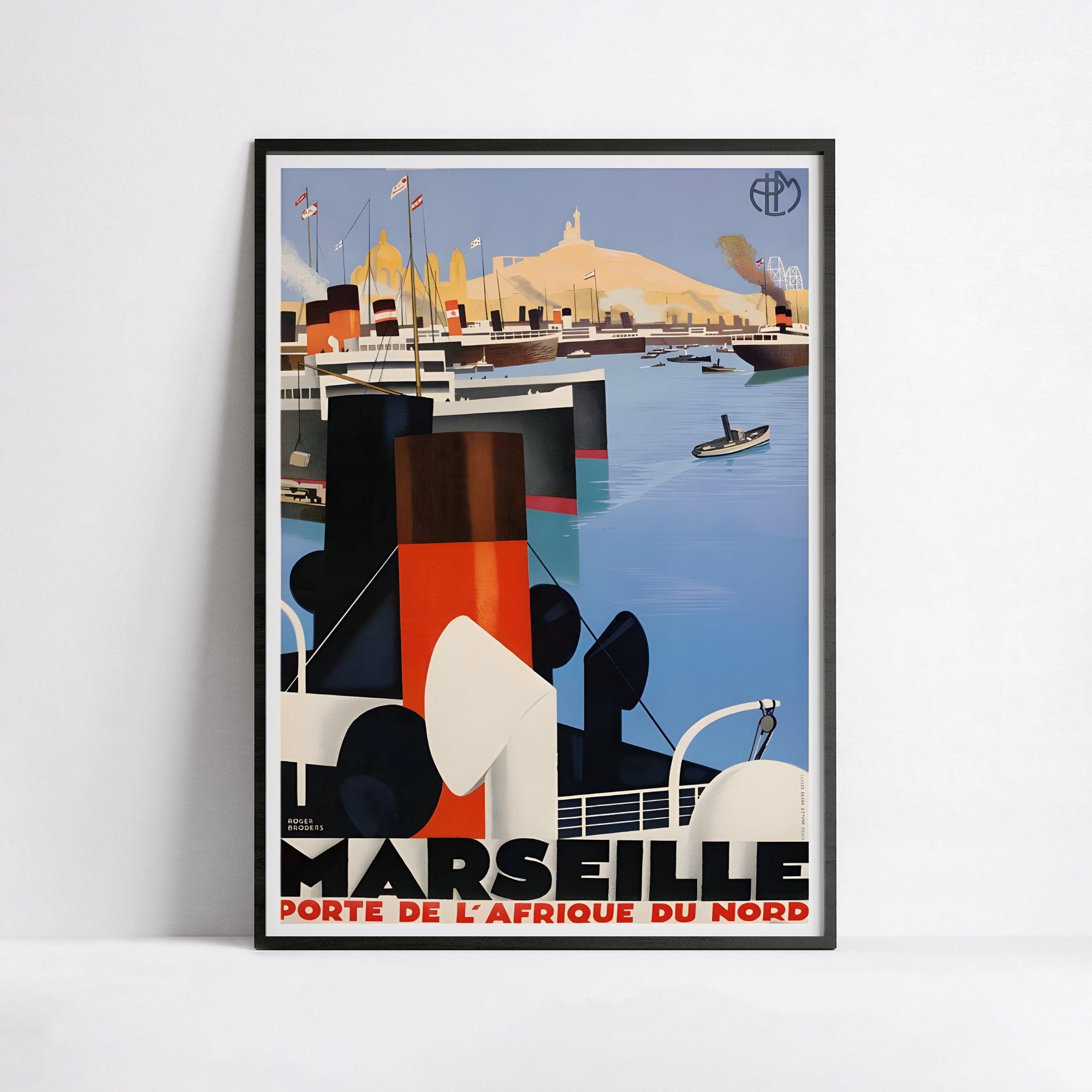 Affiche ville vintage "Marseille" - Roger Broders - Haute Définition - papier mat 230gr/m² - Poster Vintage