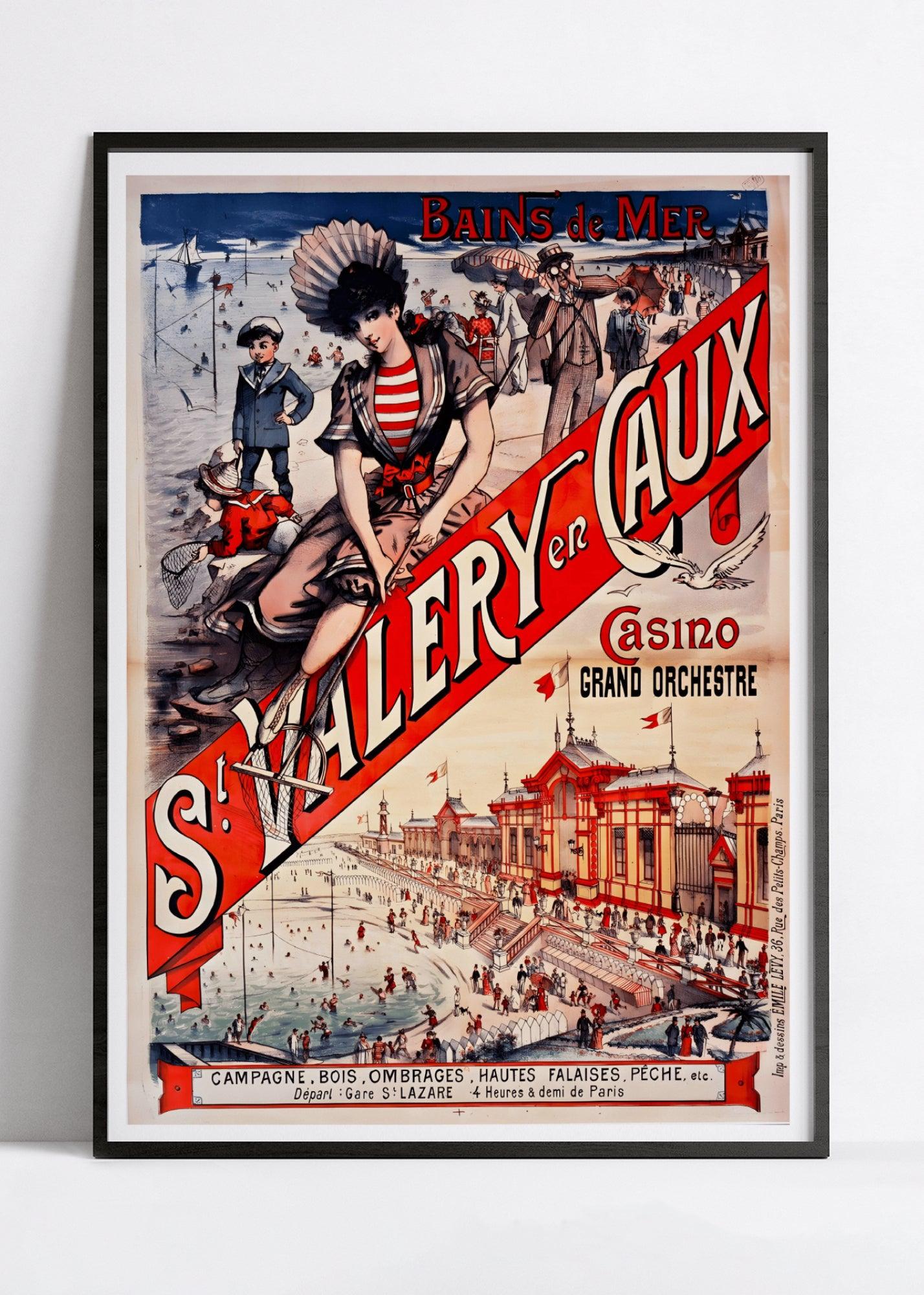 Affiche ville vintage "Saint Valery en caux" - Haute Définition - papier mat 230gr/m² - Poster Vintage