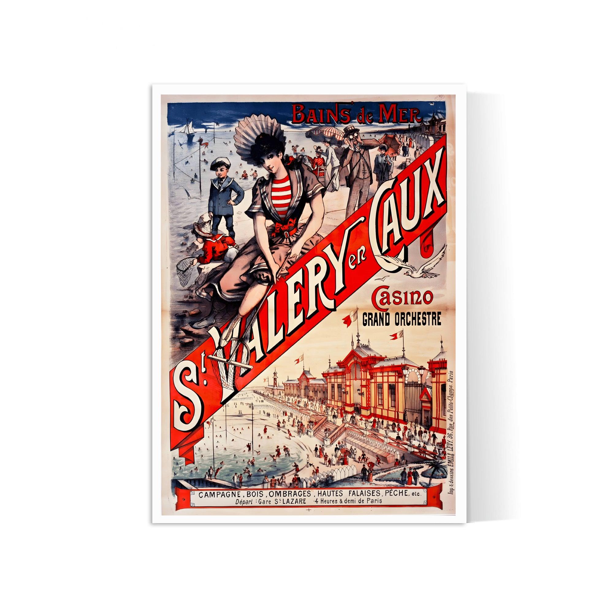 Affiche ville vintage "Saint Valery en caux" - Haute Définition - papier mat 230gr/m² - Poster Vintage