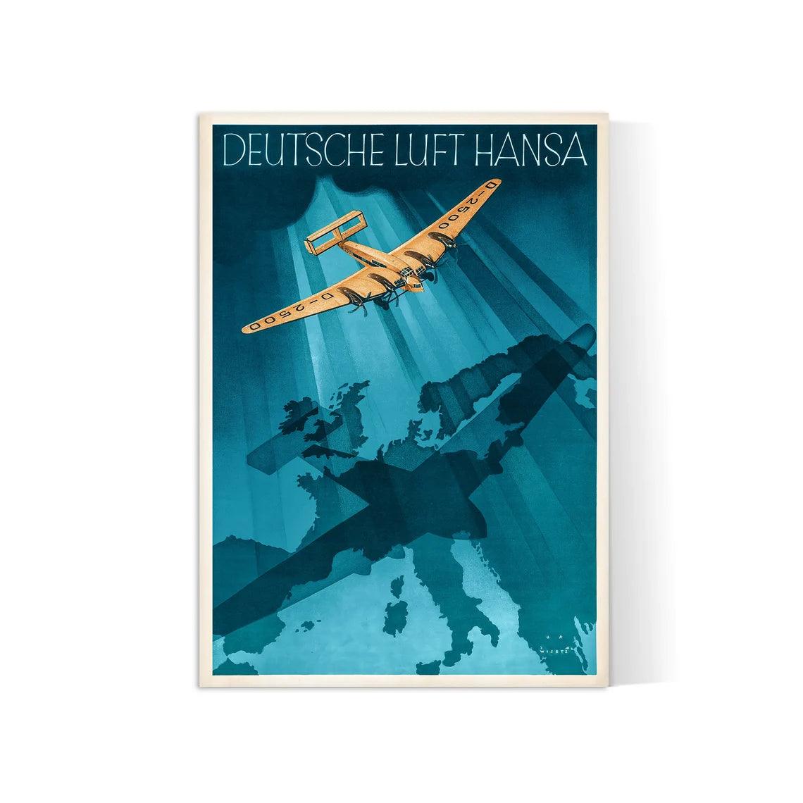 Affiche vintage aviation "Deutsche Luft Hansa" - Jupp Wiertz - Haute Définition - papier mat 230gr/m² - Poster Vintage