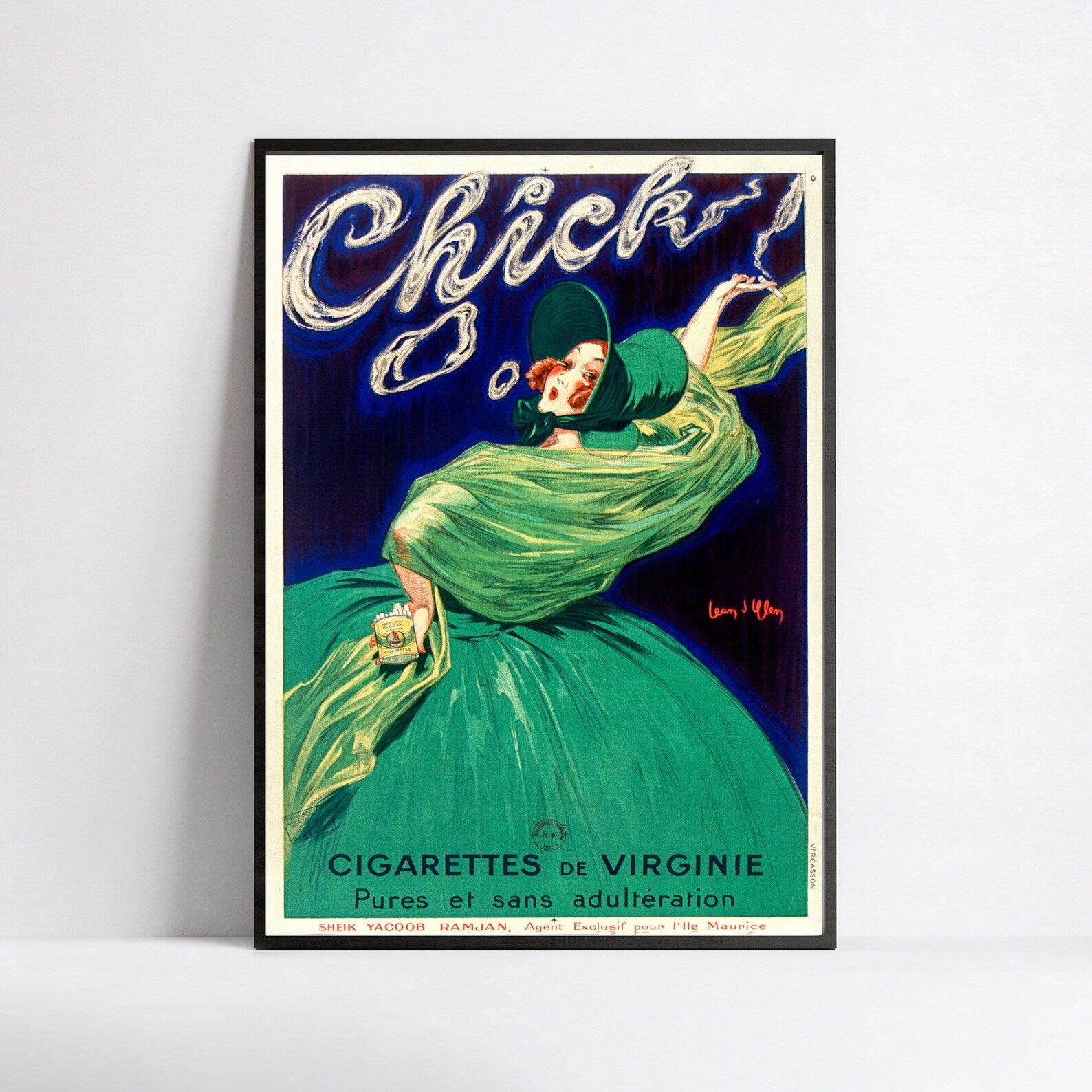 Affiche vintage "CHICK CIGARETTES VIRGINE" -Jean D'Ylen - Haute Définition - papier mat 230gr/m² - Poster Vintage