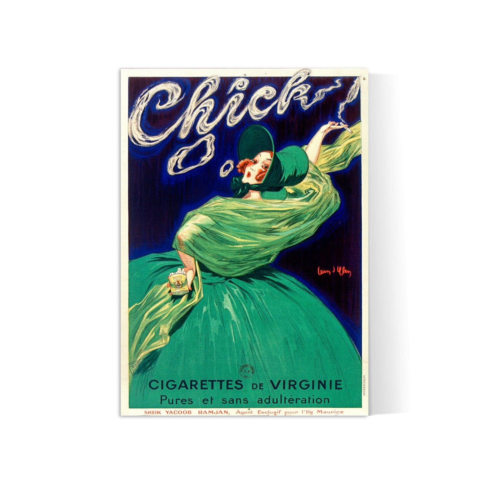 Affiche vintage "CHICK CIGARETTES VIRGINE" -Jean D'Ylen - Haute Définition - papier mat 230gr/m² - Poster Vintage