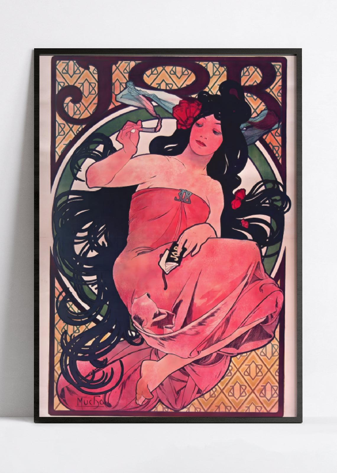 Affiche vintage "Cigarettes Job" - Alphonse Mucha - Haute Définition - papier mat 230gr/m² - Poster Vintage