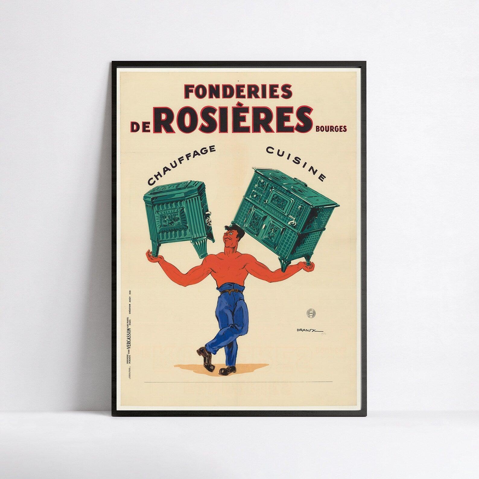 Affiche vintage "Fonderies de Rosiéres " -Jules Dransy - Haute Définition - papier mat 230gr/m² - Poster Vintage