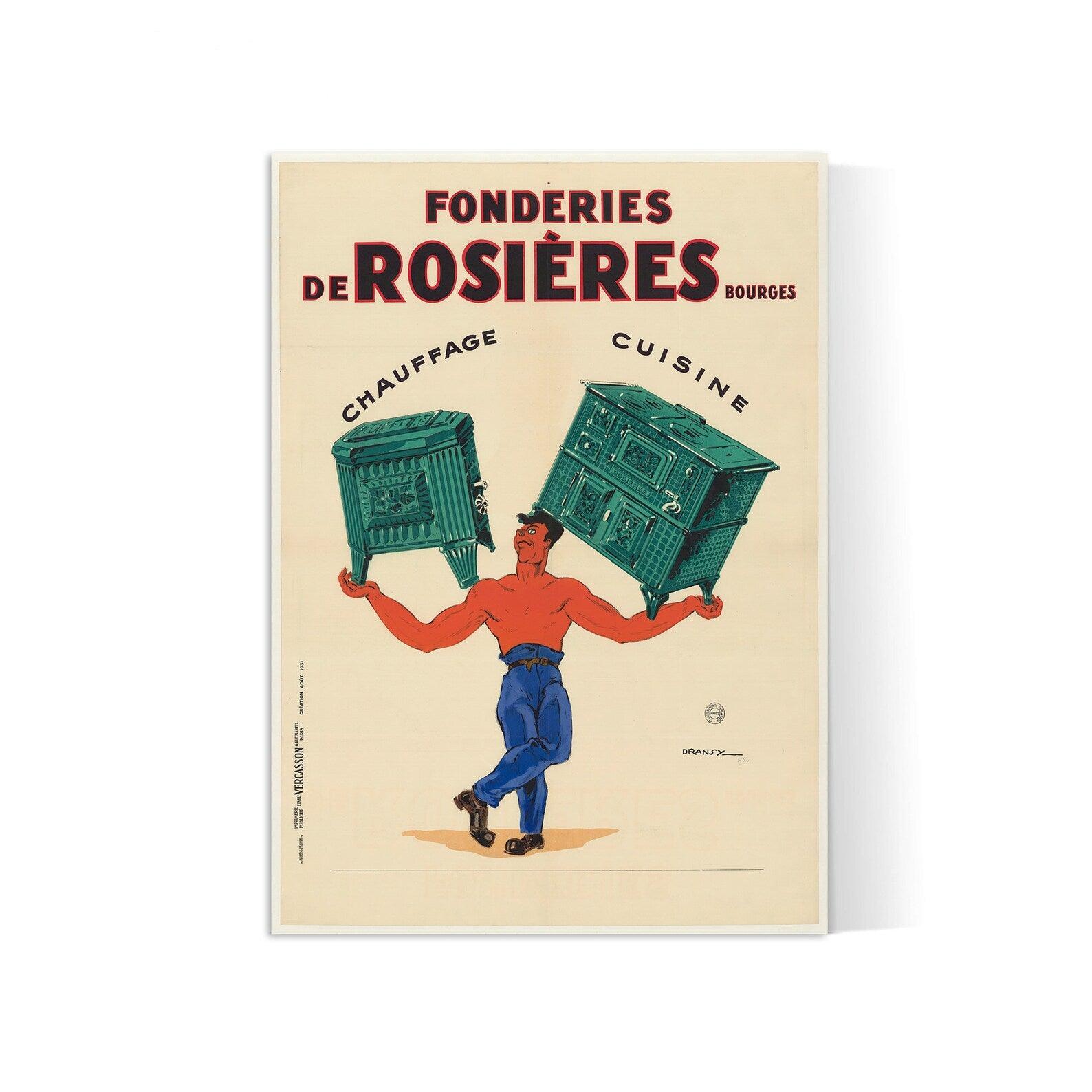 Affiche vintage "Fonderies de Rosiéres " -Jules Dransy - Haute Définition - papier mat 230gr/m² - Poster Vintage