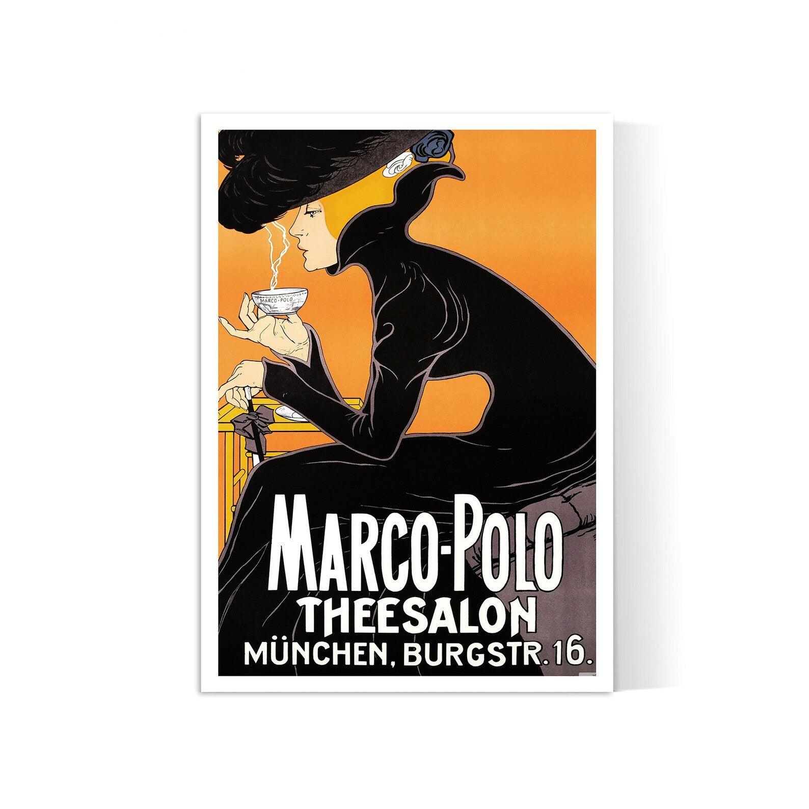 Affiche vintage "Marco-Polo Theesalon"- Haute Définition - papier mat 230gr/m² - Poster Vintage