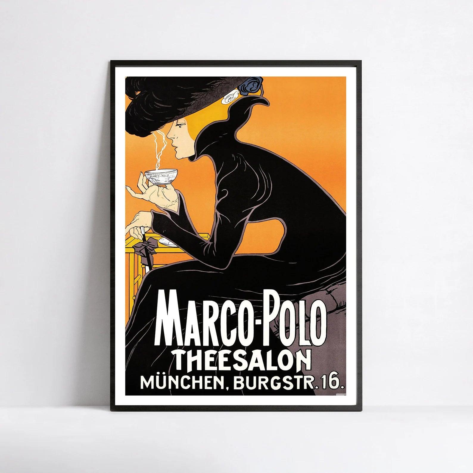 Affiche vintage "Marco Polo Theesalon" - Ludwig Hohlwein - Haute Définition - papier mat 230gr/m² - Poster Vintage