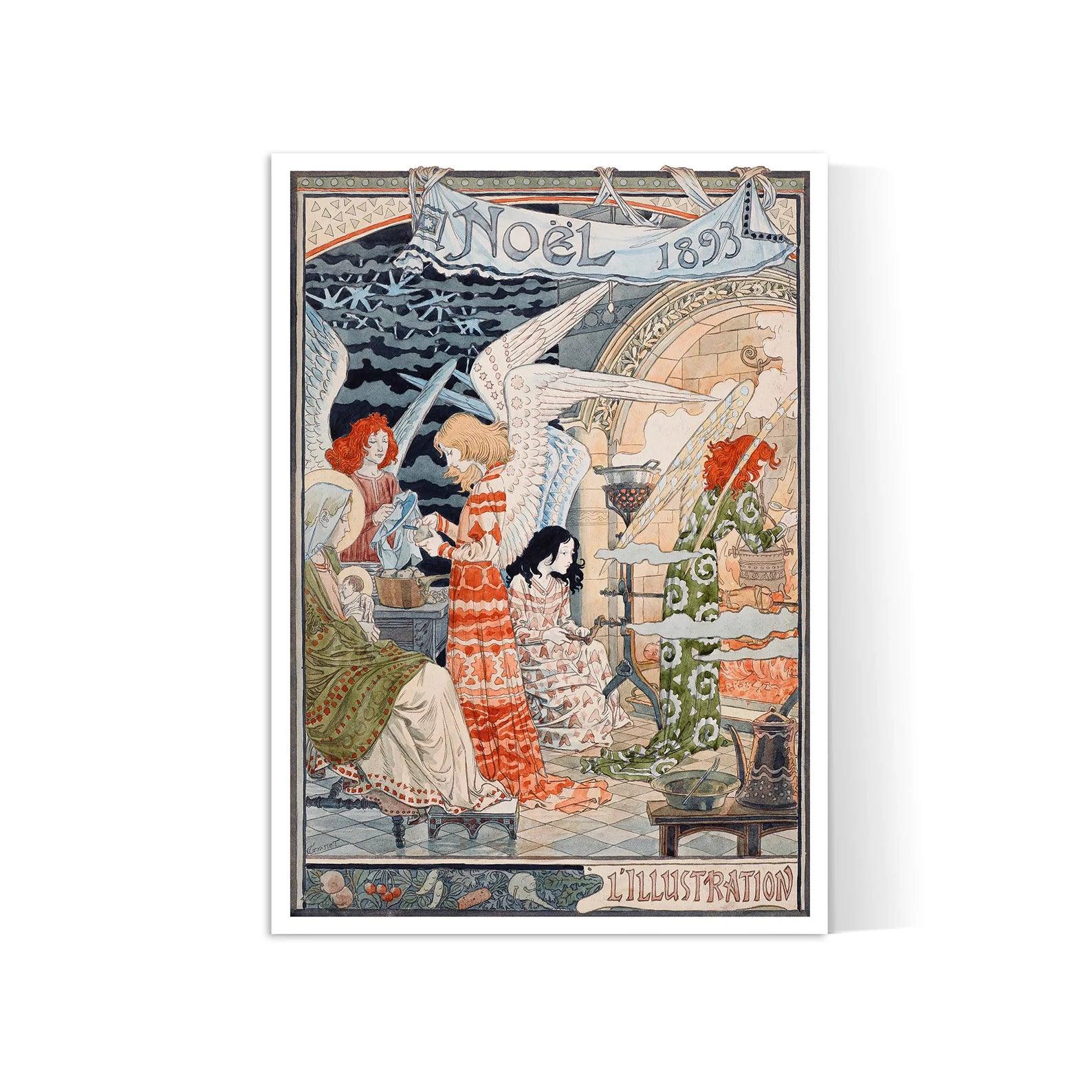 Affiche vintage "Noël 1893" - Eugéne Grasset - Haute Définition - papier mat 230gr/m² - Poster Vintage